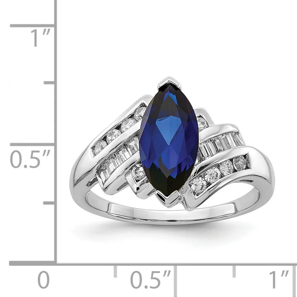 Marquise Blue Lab Created Sapphire Prong Sterling Silver Bypass Statement Ring sold by Zulily product image thumbnail 5
