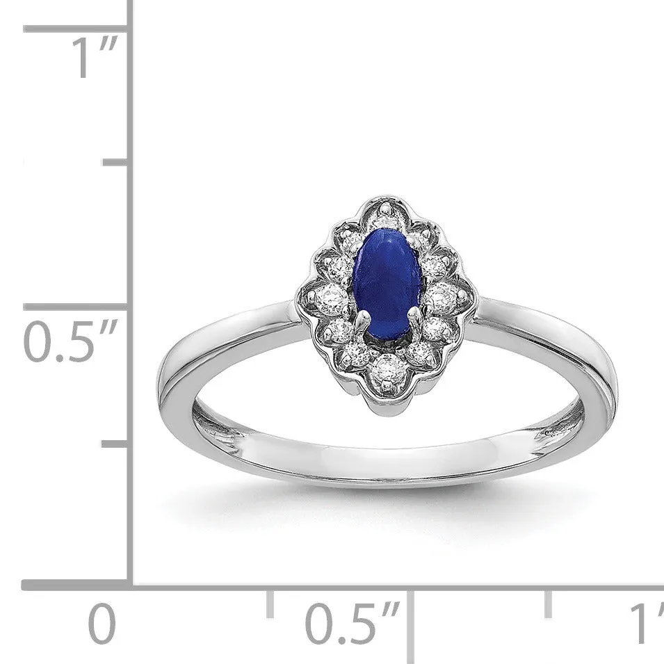 0.35 Ct Oval Blue Sapphire Diamond 14K White Gold Halo Floral Ring sold by Zulily product image thumbnail 2
