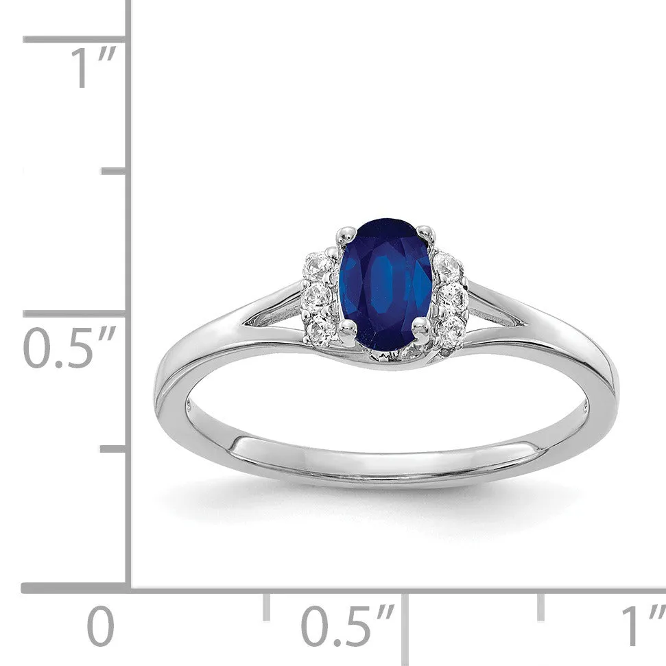 0.56 Ct Oval Blue Sapphire & Diamond Prong 14K White Gold Split Shank Ring sold by Zulily product image thumbnail 5