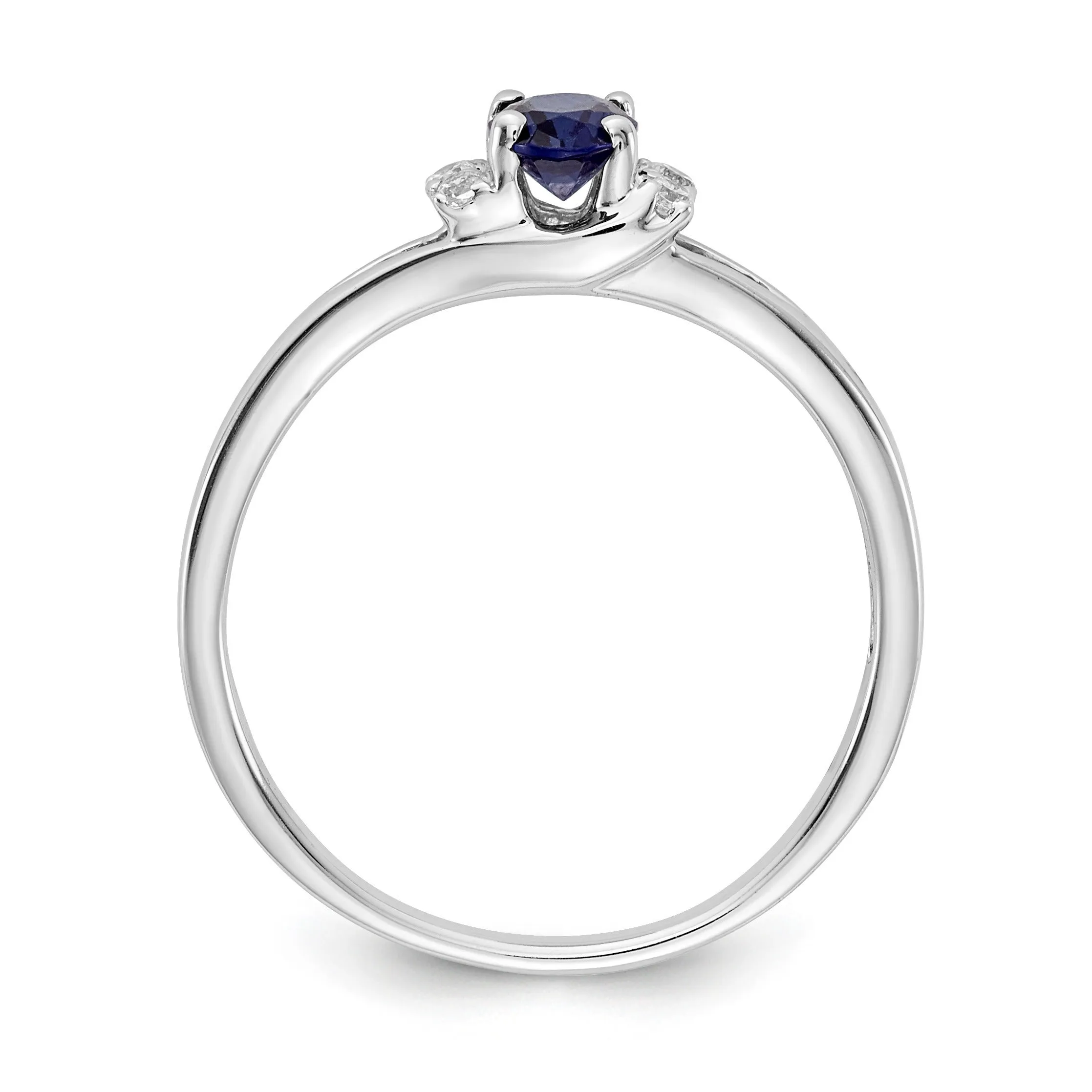 0.56 Ct Oval Blue Sapphire & Diamond Prong 14K White Gold Split Shank Ring sold by Zulily product image thumbnail 3