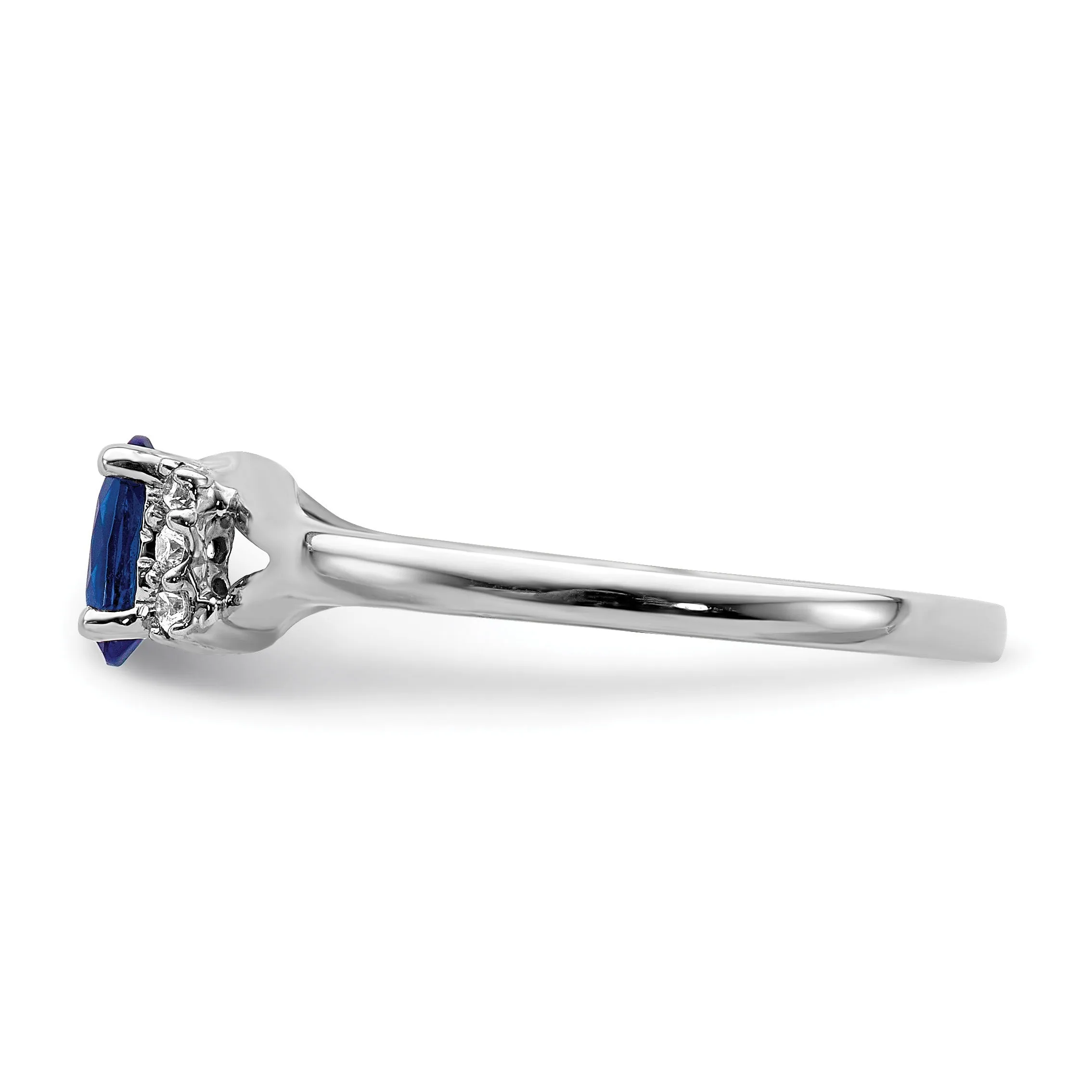 0.56 Ct Oval Blue Sapphire & Diamond Prong 14K White Gold Split Shank Ring sold by Zulily product image thumbnail 4