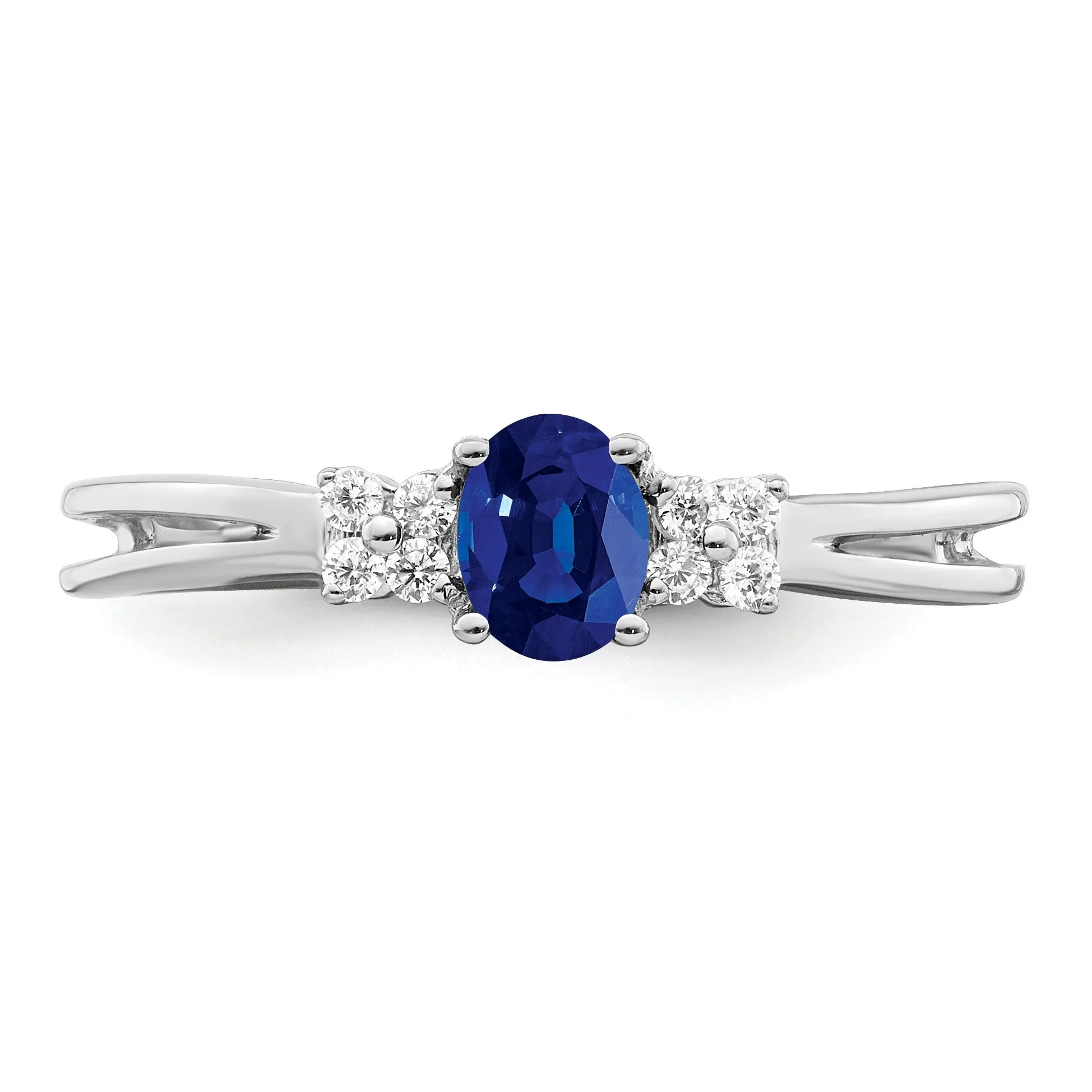 0.35 Ct Oval Blue Sapphire & Diamond Prong 14K White Gold Three Stone Ring sold by Zulily product image thumbnail 5