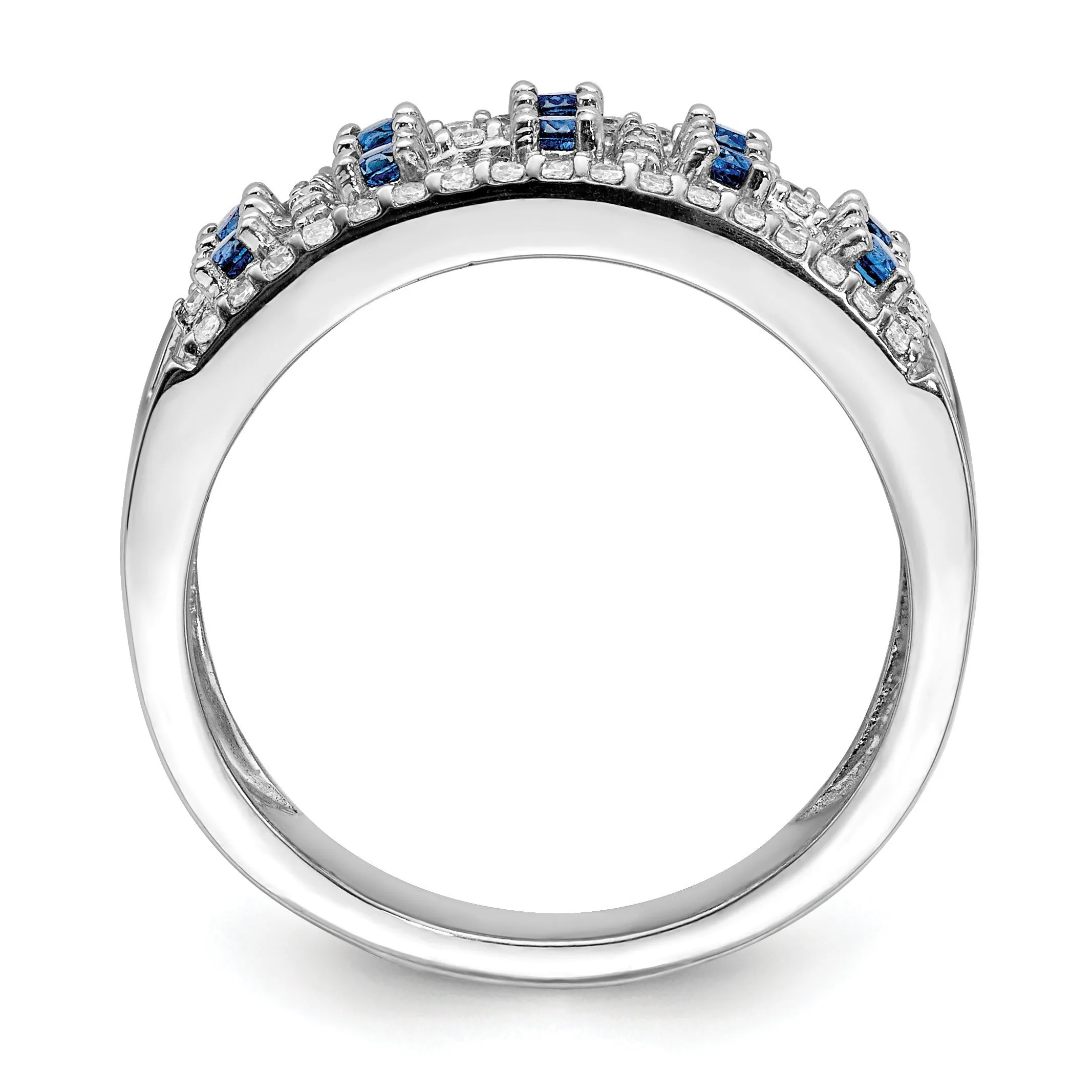 0.6 Ct Round Blue Sapphire & Diamond Prong 14K White Gold Two-Row Band Ring sold by Zulily product image thumbnail 5