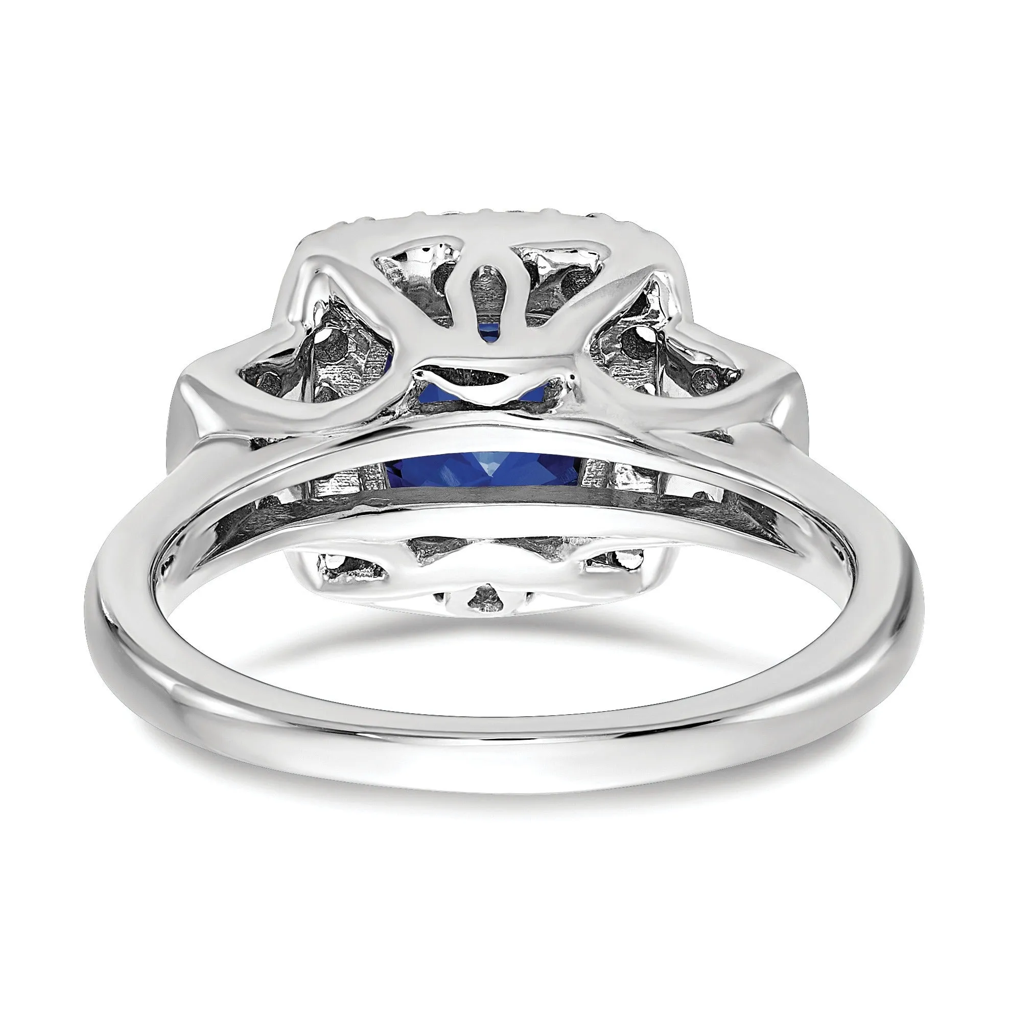 2 Ct Cushion Blue Created Sapphire & Lab Diamond Prong 10K White Gold Halo Ring sold by Zulily product image thumbnail 4