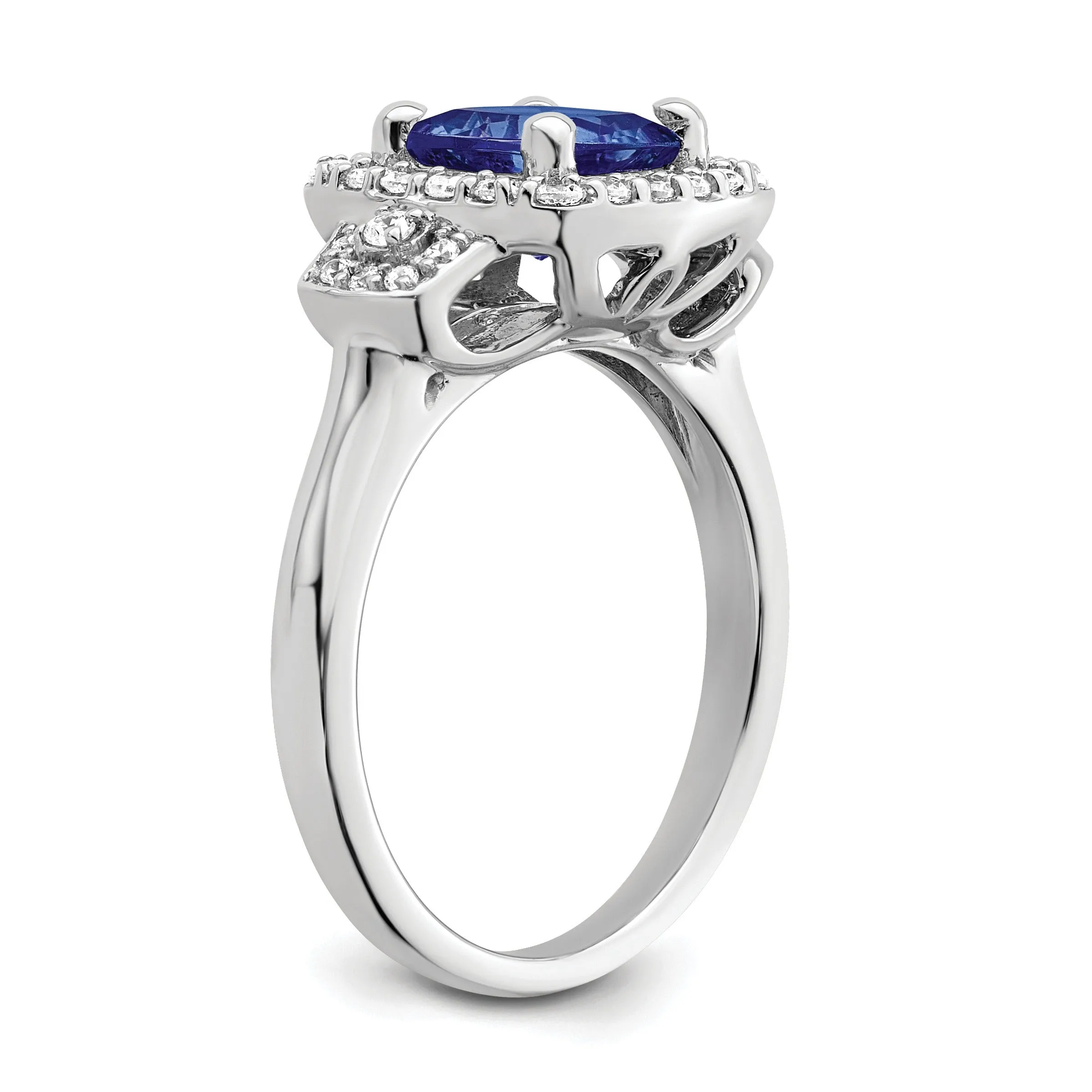 2 Ct Cushion Blue Created Sapphire & Lab Diamond Prong 10K White Gold Halo Ring sold by Zulily product image thumbnail 2