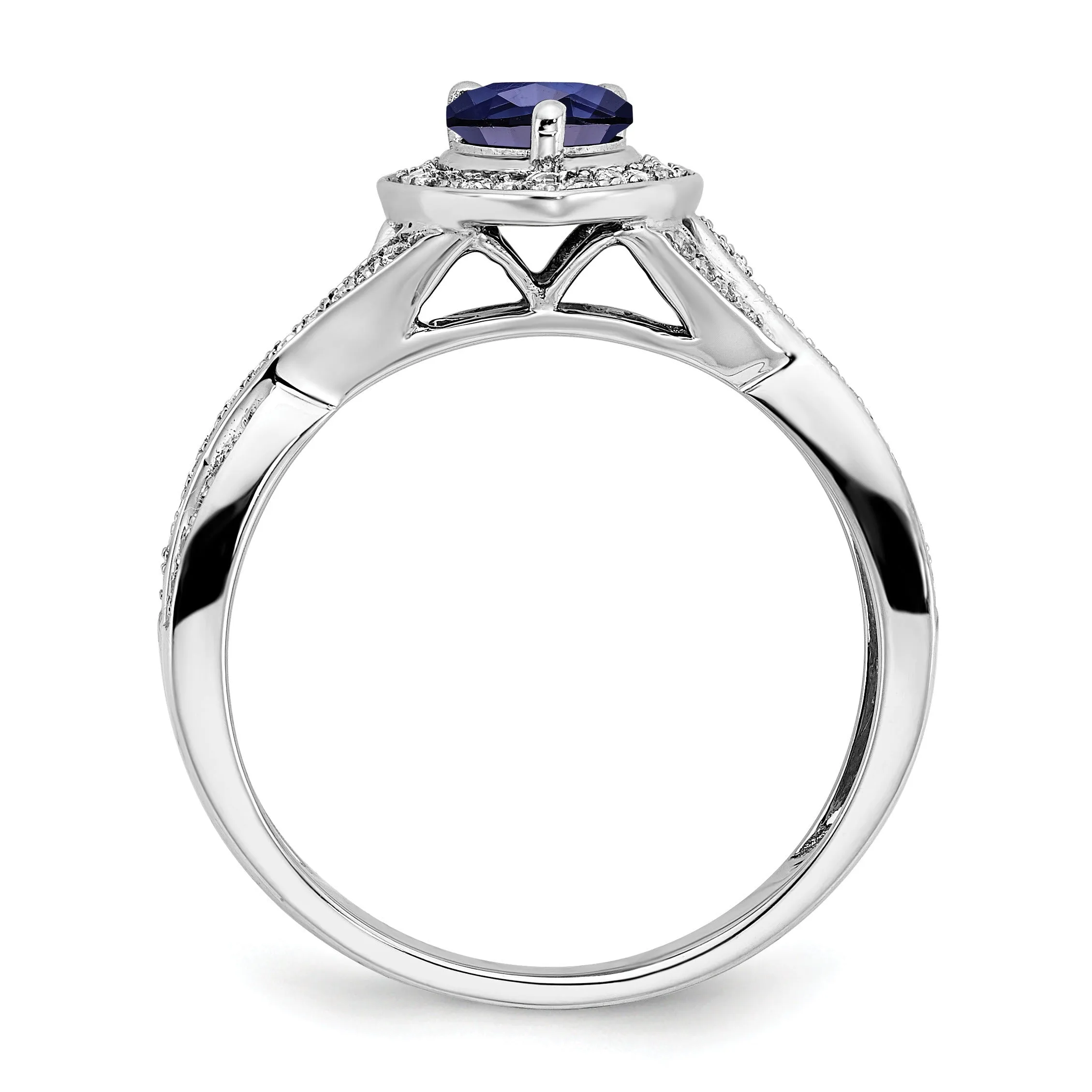0.74 Ct Pear Blue Created Sapphire & Diamond Prong 14K White Gold Twisted Halo Ring sold by Zulily product image thumbnail 5