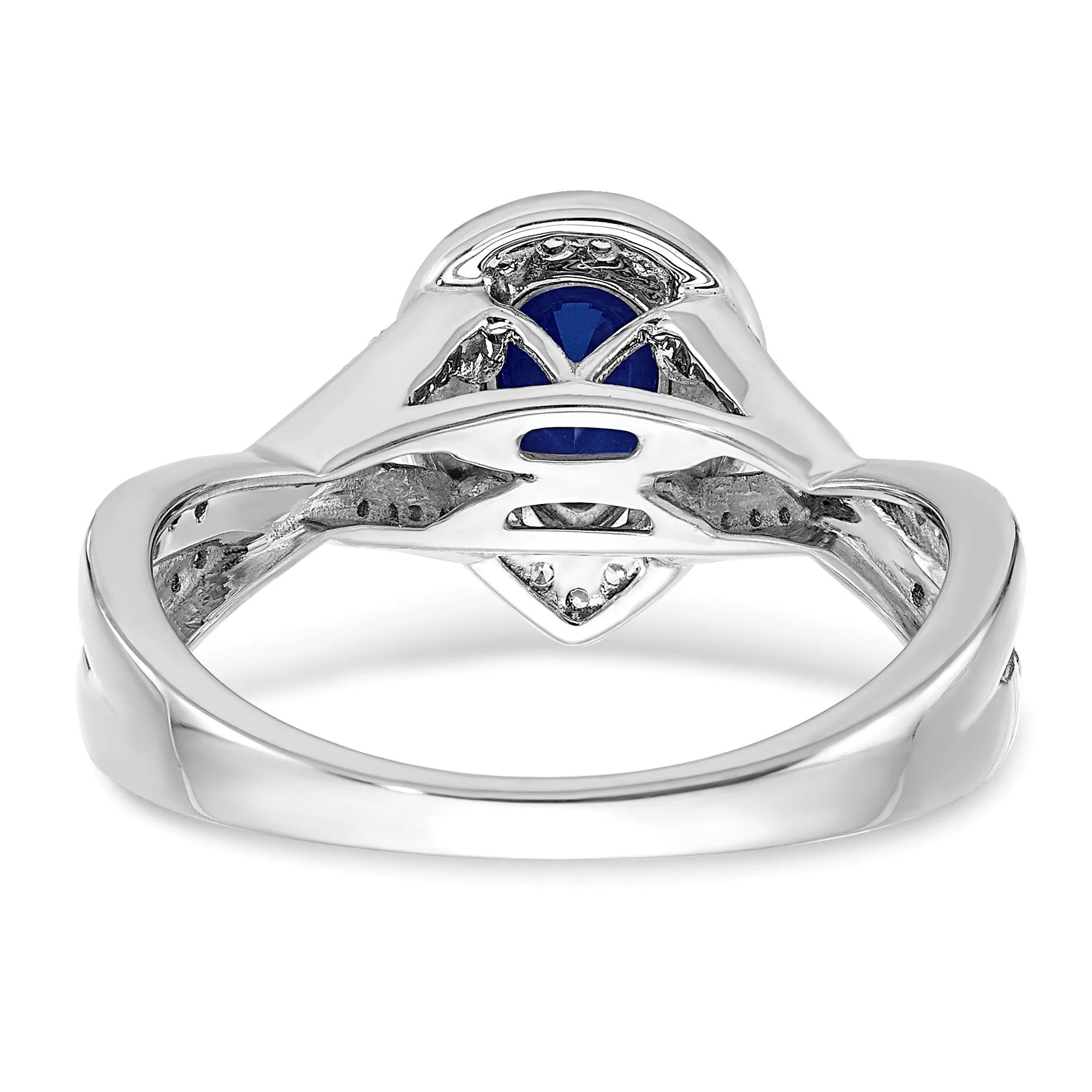 0.74 Ct Pear Blue Created Sapphire & Diamond Prong 14K White Gold Twisted Halo Ring sold by Zulily product image thumbnail 2