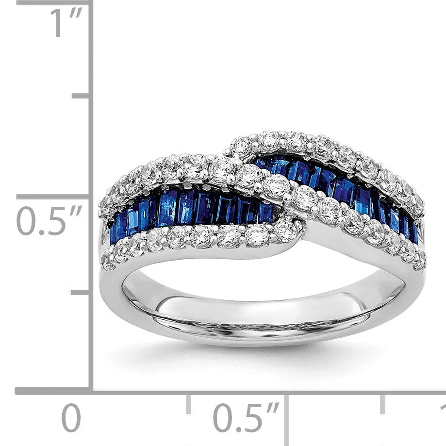 Baguette Blue Sapphire and Diamond Prong 14K White Gold Infinity Halo Ring sold by Zulily product image thumbnail 4