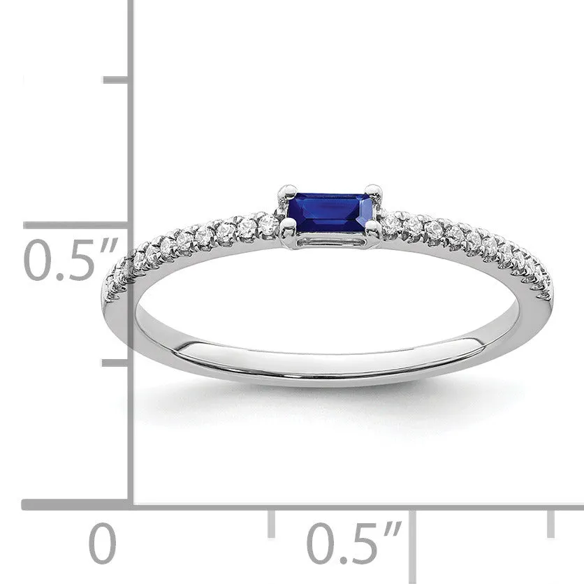 Baguette Blue Sapphire and Diamond Prong 14K White Gold Pave Classic Ring sold by Zulily product image thumbnail 3