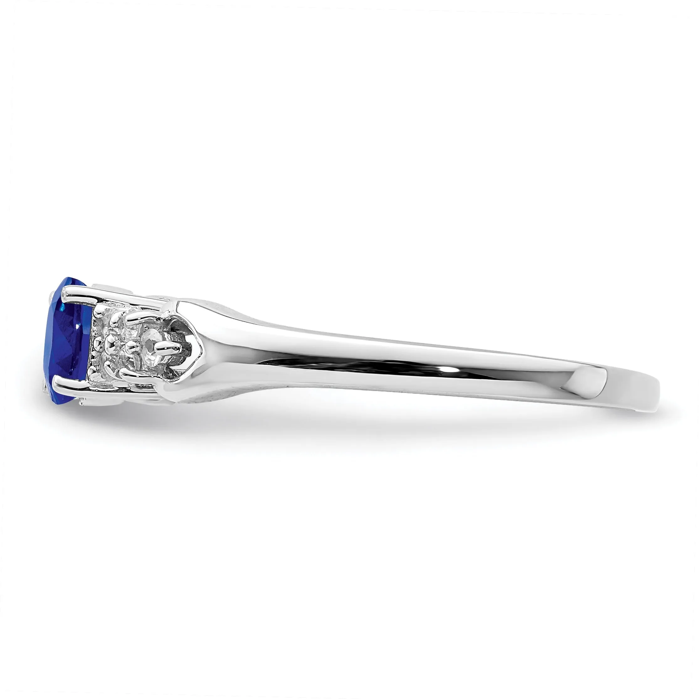 0.52 Ct Oval Blue Sapphire Prong Rhodium Plated Silver Cluster Ring sold by Zulily product image thumbnail 4