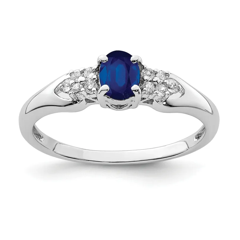 0.52 Ct Oval Blue Sapphire Prong Rhodium Plated Silver Cluster Ring made by Zulily