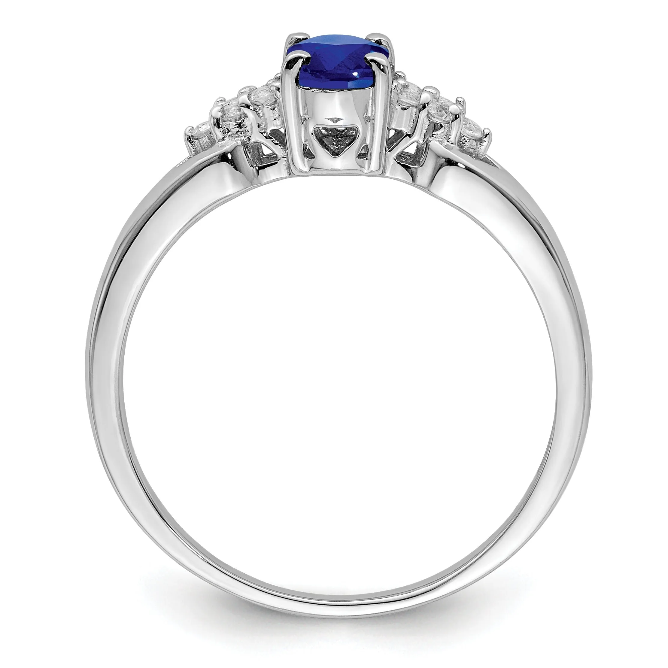 0.52 Ct Oval Blue Sapphire Prong Rhodium Plated Silver Cluster Ring sold by Zulily product image thumbnail 3