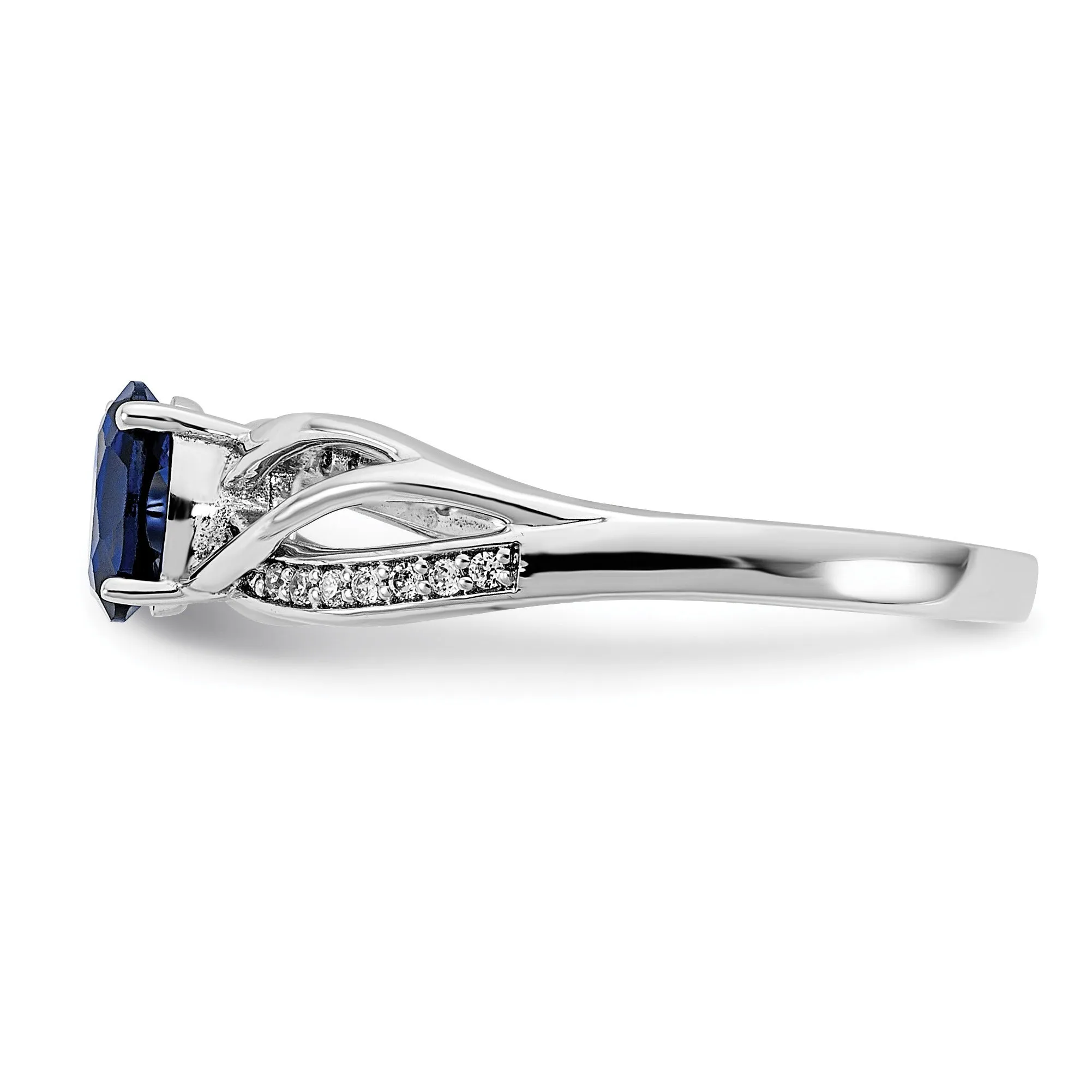 1 Ct Oval Blue Sapphire & Diamond Prong 14K White Gold Solitaire Bypass Ring sold by Zulily product image thumbnail 3