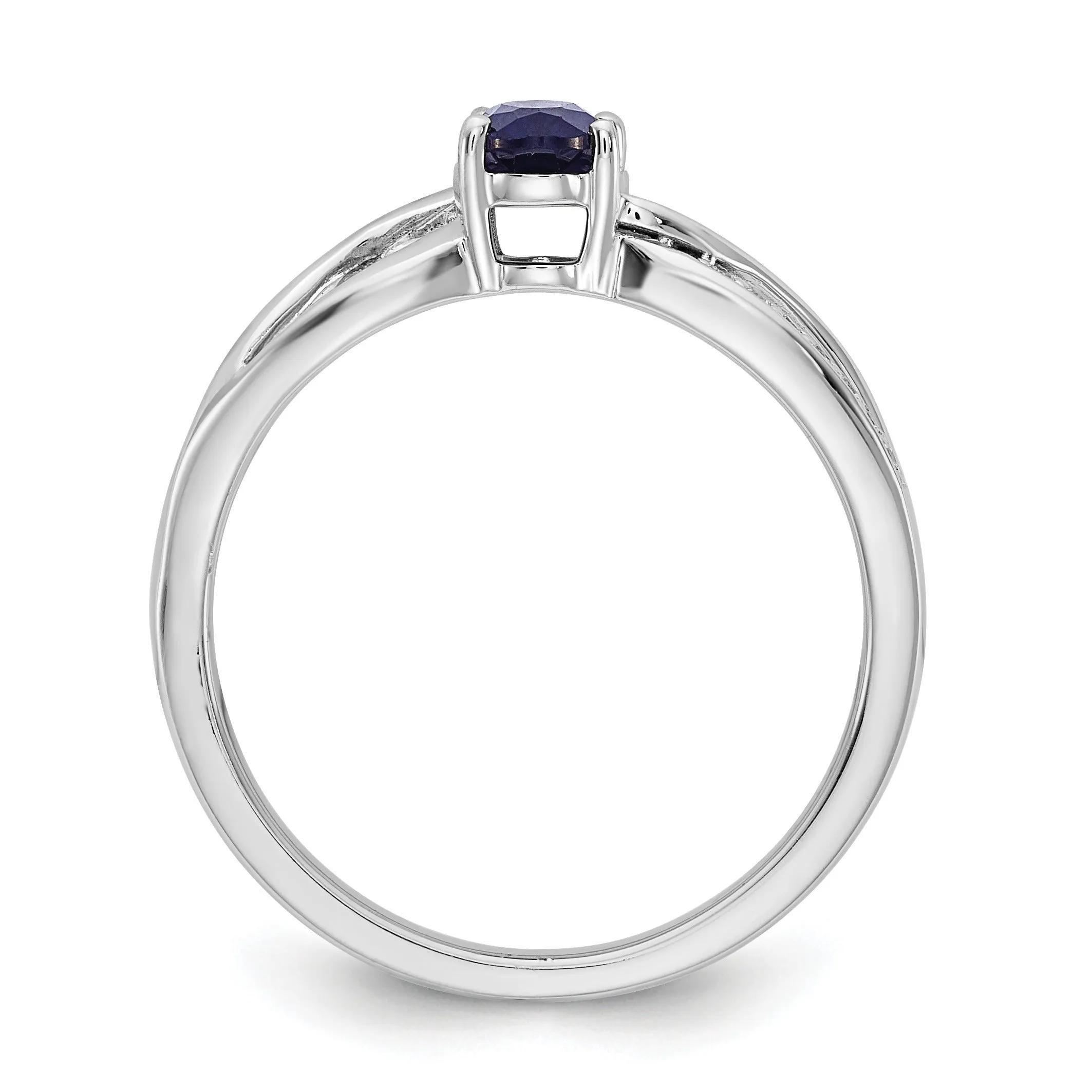 1 Ct Oval Blue Sapphire & Diamond Prong 14K White Gold Solitaire Bypass Ring sold by Zulily product image thumbnail 4