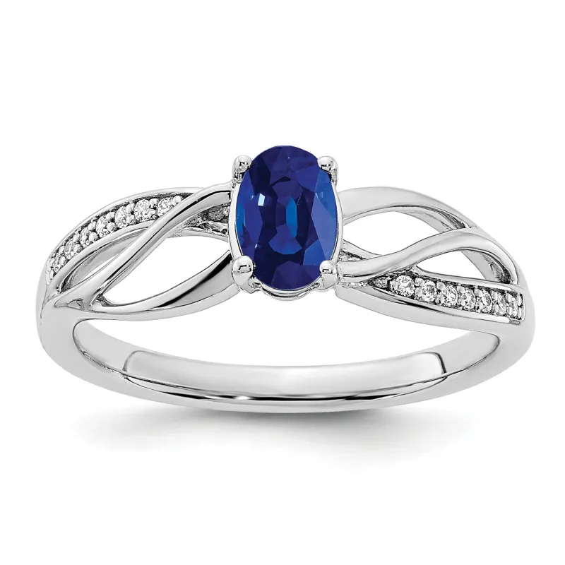 1 Ct Oval Blue Sapphire & Diamond Prong 14K White Gold Solitaire Bypass Ring made by Zulily