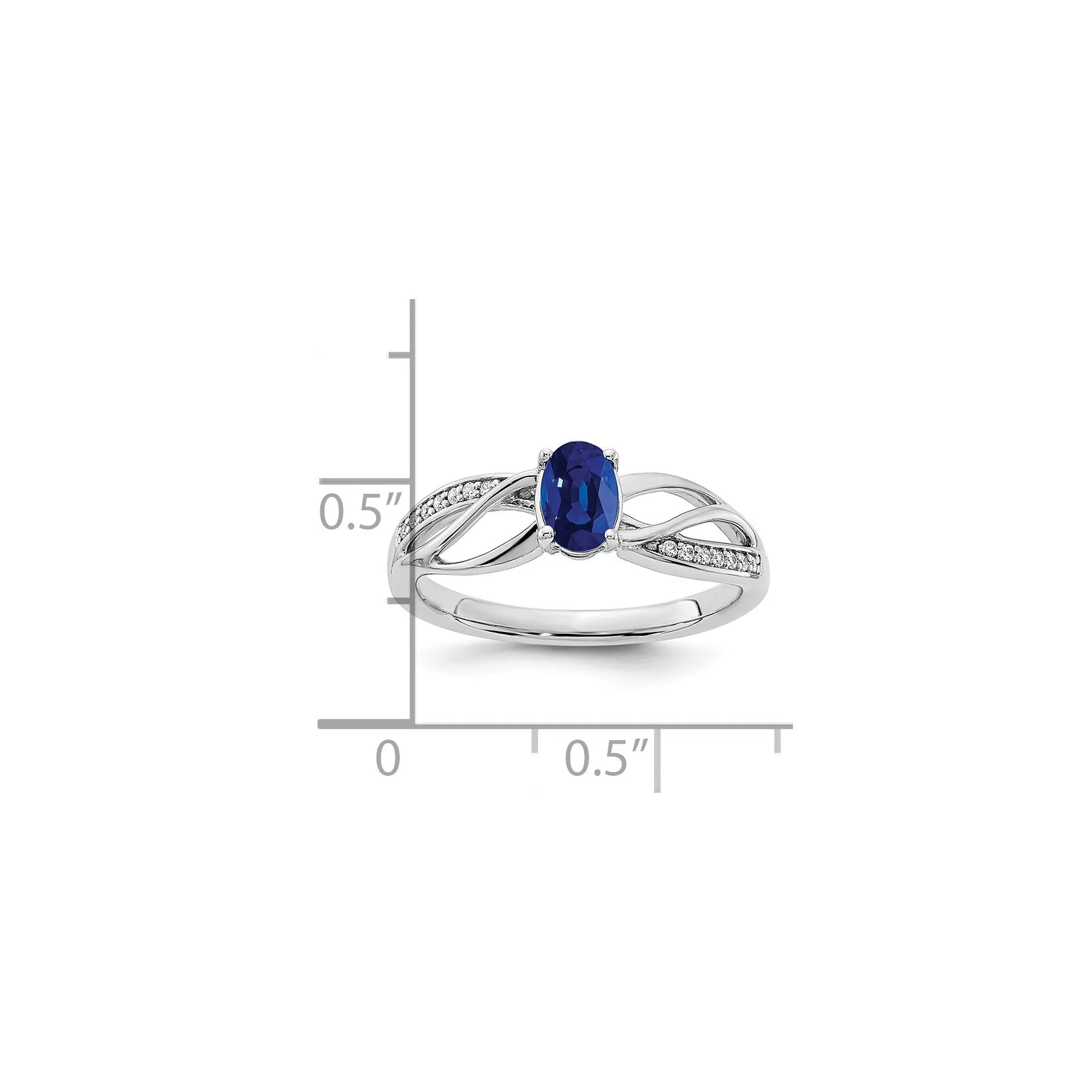 1 Ct Oval Blue Sapphire & Diamond Prong 14K White Gold Solitaire Bypass Ring sold by Zulily product image thumbnail 5