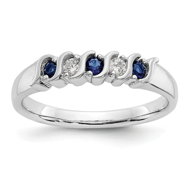 Round Sapphire Diamond Prong 10K Gold Five Stone Ring made by Zulily