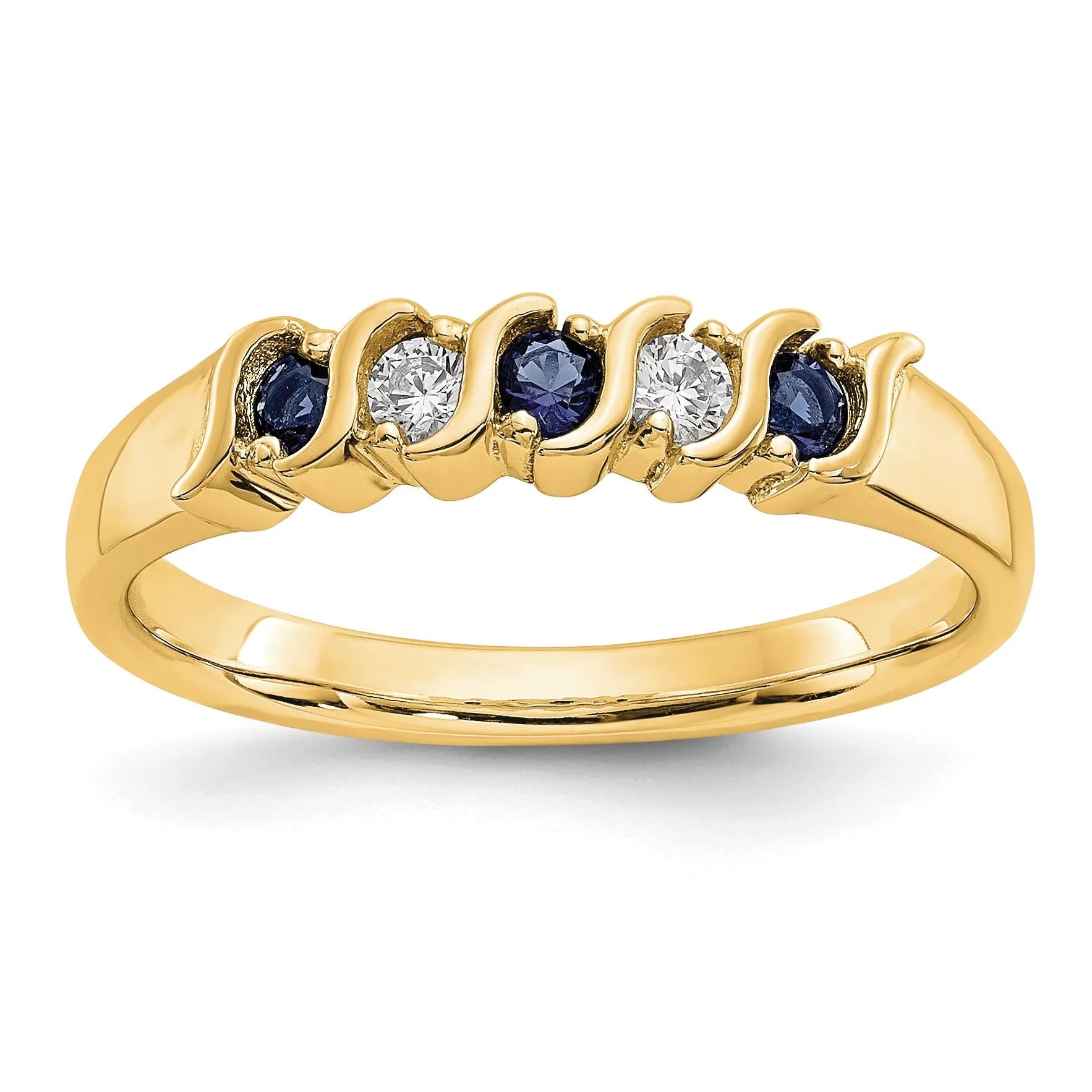 Round Sapphire Diamond Prong 10K Gold Five Stone Ring sold by Zulily product image thumbnail 2