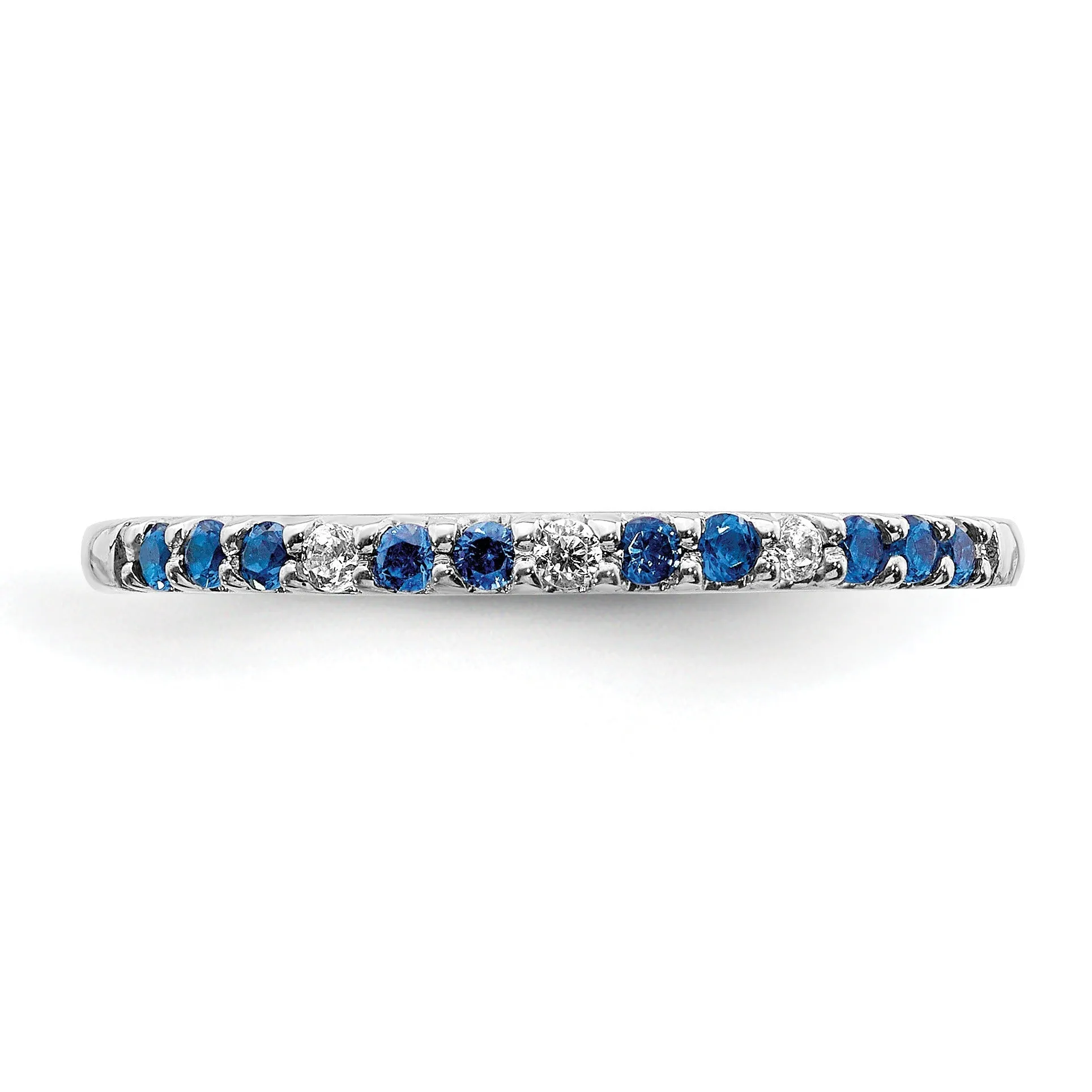 0.3 Ct Round Blue Sapphire and Diamond White Gold Pave Half Eternity Ring sold by Zulily product image thumbnail 3