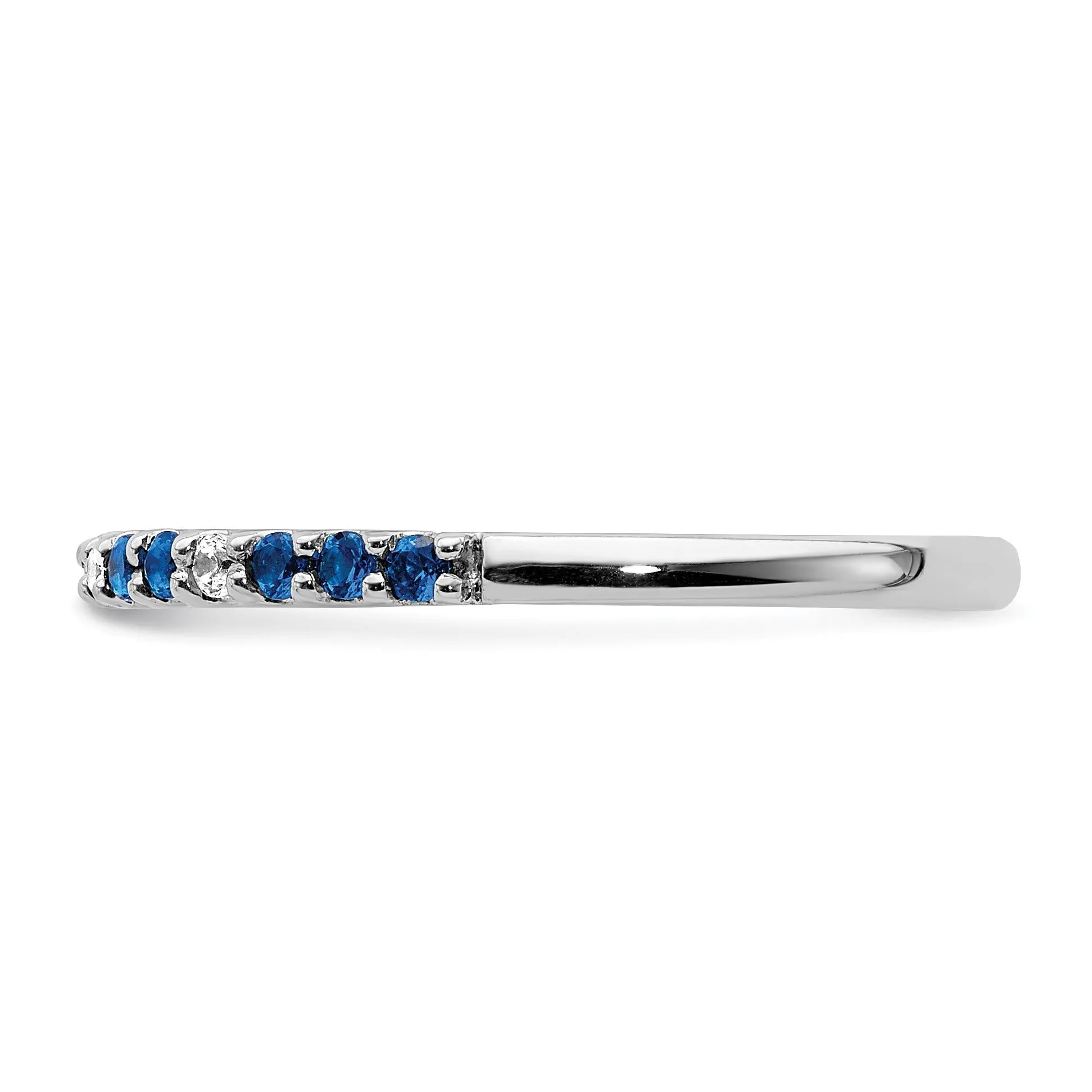 0.3 Ct Round Blue Sapphire and Diamond White Gold Pave Half Eternity Ring sold by Zulily product image thumbnail 4