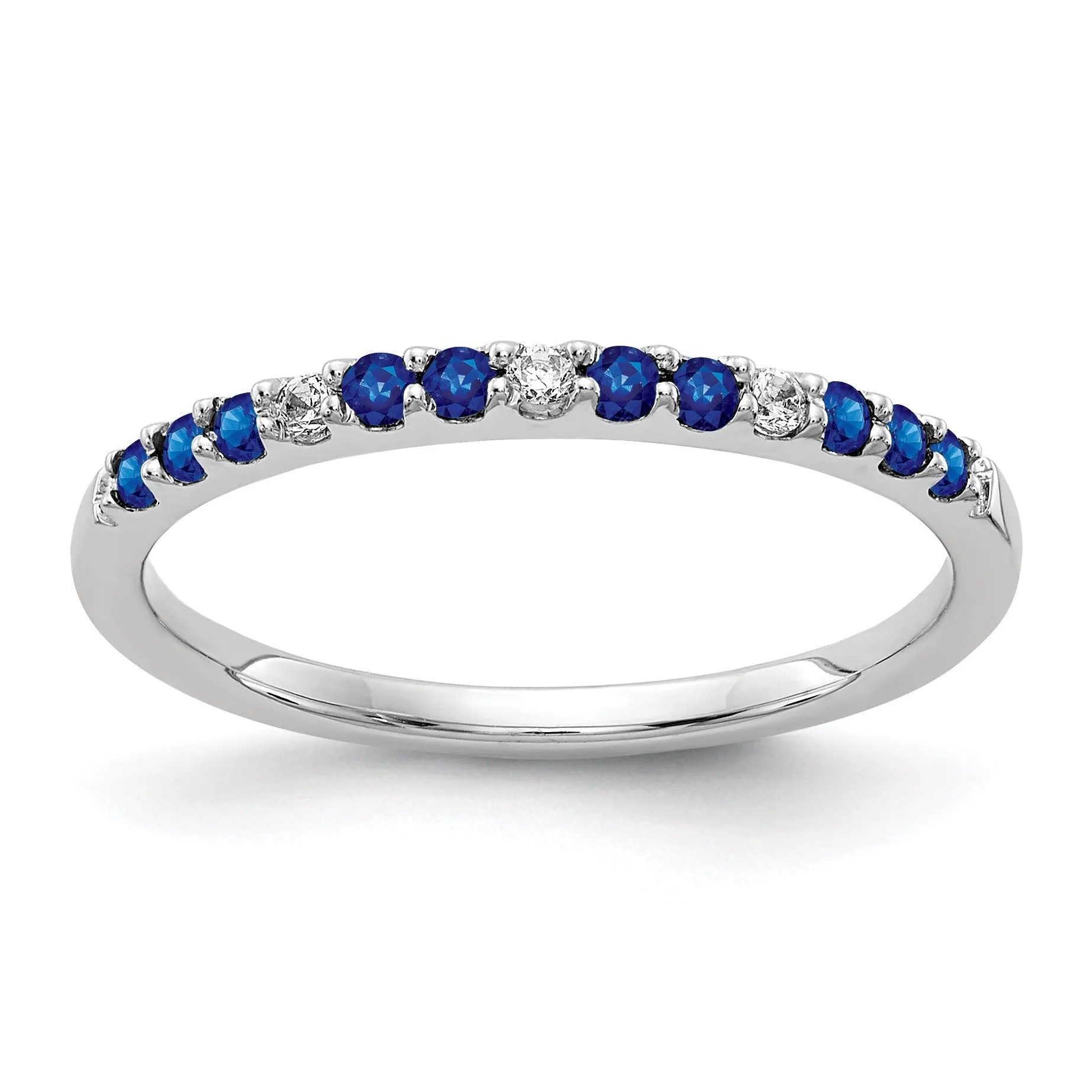0.3 Ct Round Blue Sapphire and Diamond White Gold Pave Half Eternity Ring sold by Zulily