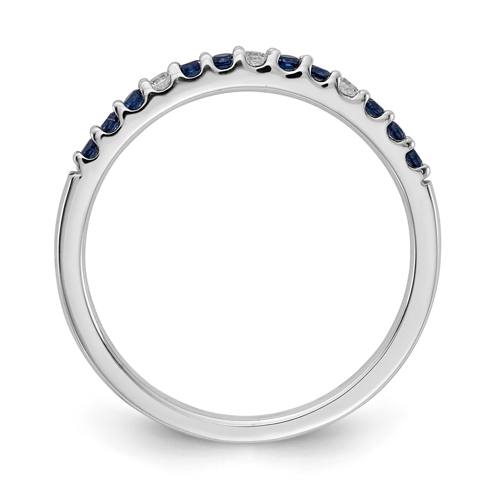 0.3 Ct Round Blue Sapphire and Diamond White Gold Pave Half Eternity Ring sold by Zulily product image thumbnail 5