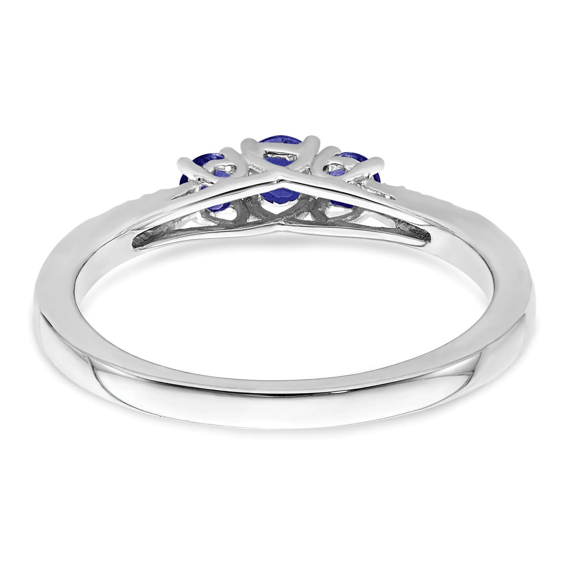 0.34 Ct Round Blue Sapphire and Diamond Prong 14k White Gold Three stone Ring sold by Zulily product image thumbnail 5