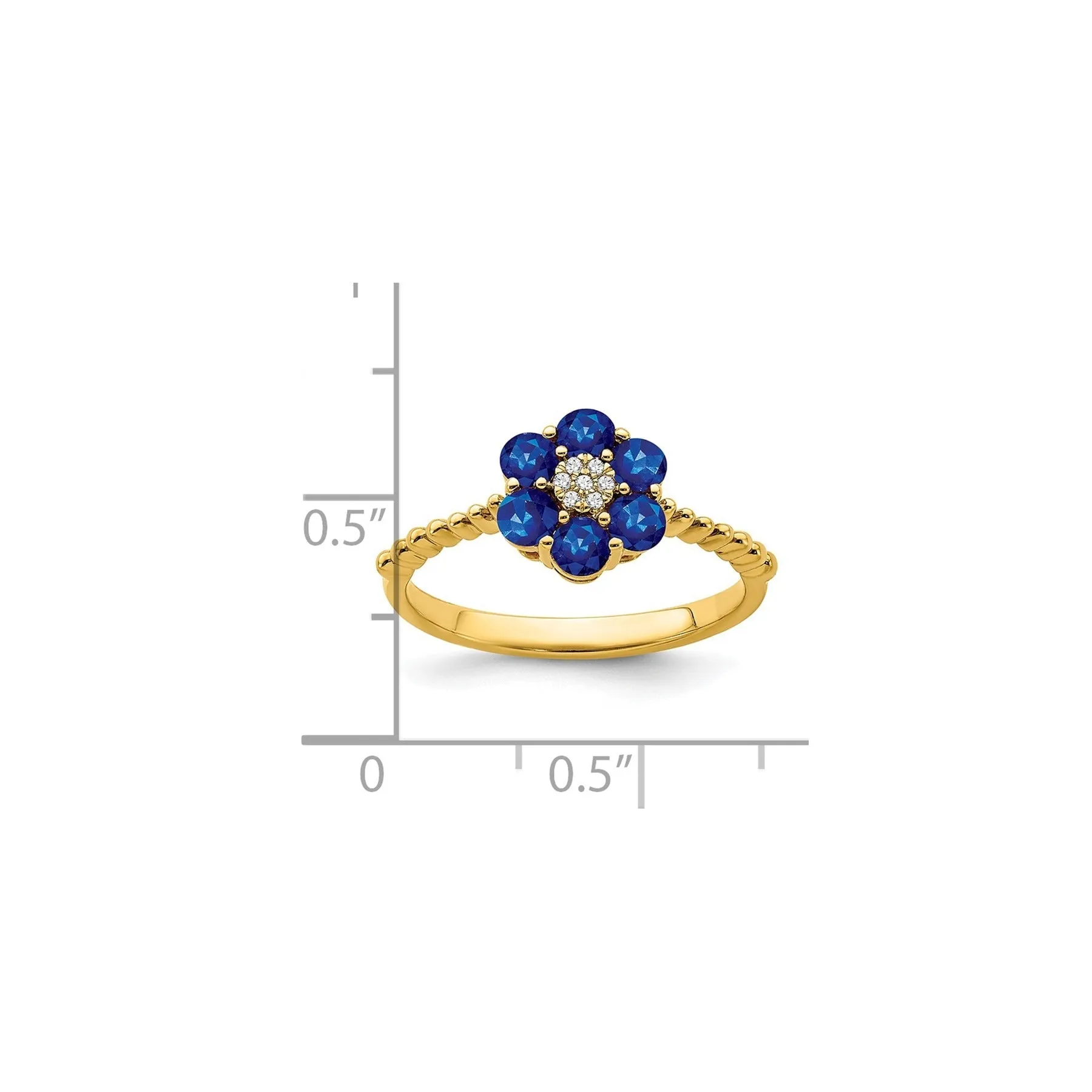 1.21 Ct Round Blue Sapphire and Diamond 14k Yellow Gold Floral Rope Band Ring sold by Zulily product image thumbnail 3