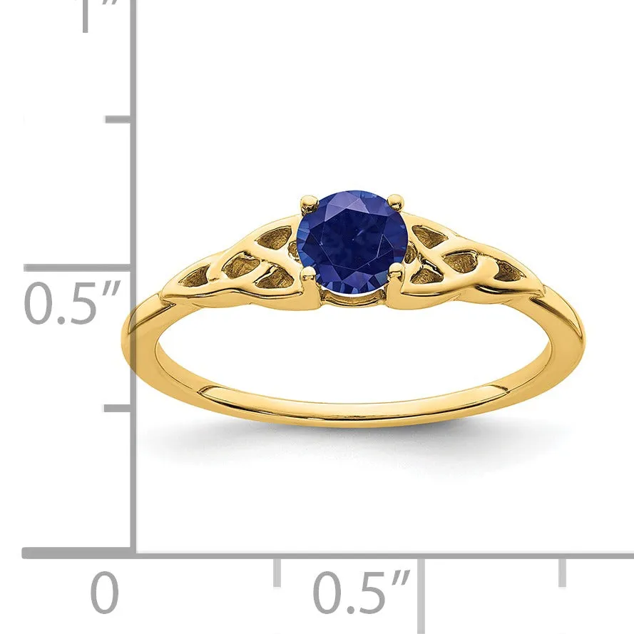 0.33 Ct Round Blue Created Sapphire Prong Yellow Gold Knot Solitaire Ring sold by Zulily product image thumbnail 3