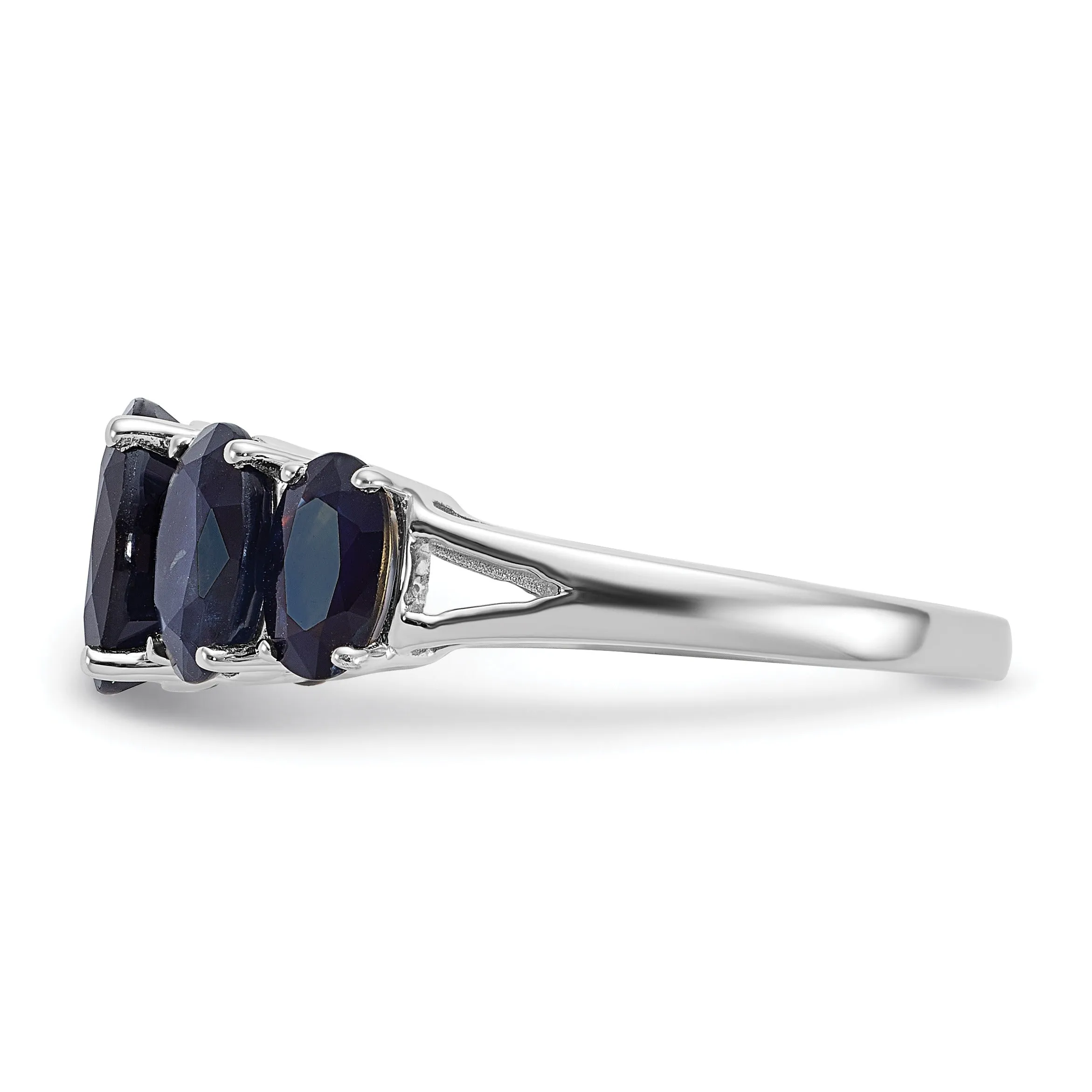 4.75 Ct Oval Blue Lab Created Sapphire Prong Rhodium-Plated Silver Five Stone Ring sold by Zulily product image thumbnail 4