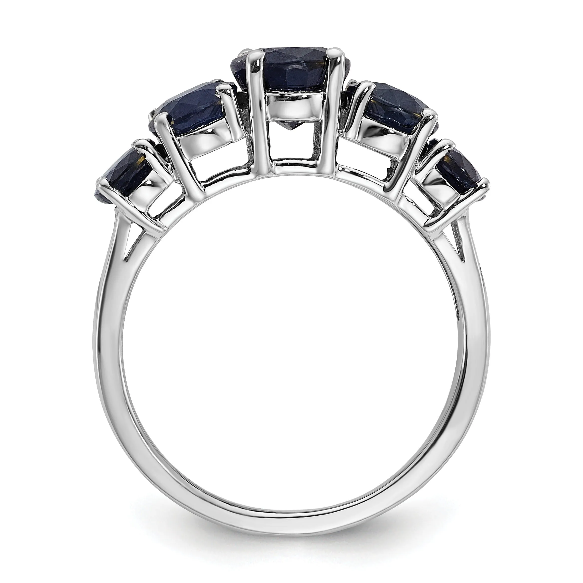 4.75 Ct Oval Blue Lab Created Sapphire Prong Rhodium-Plated Silver Five Stone Ring sold by Zulily product image thumbnail 5