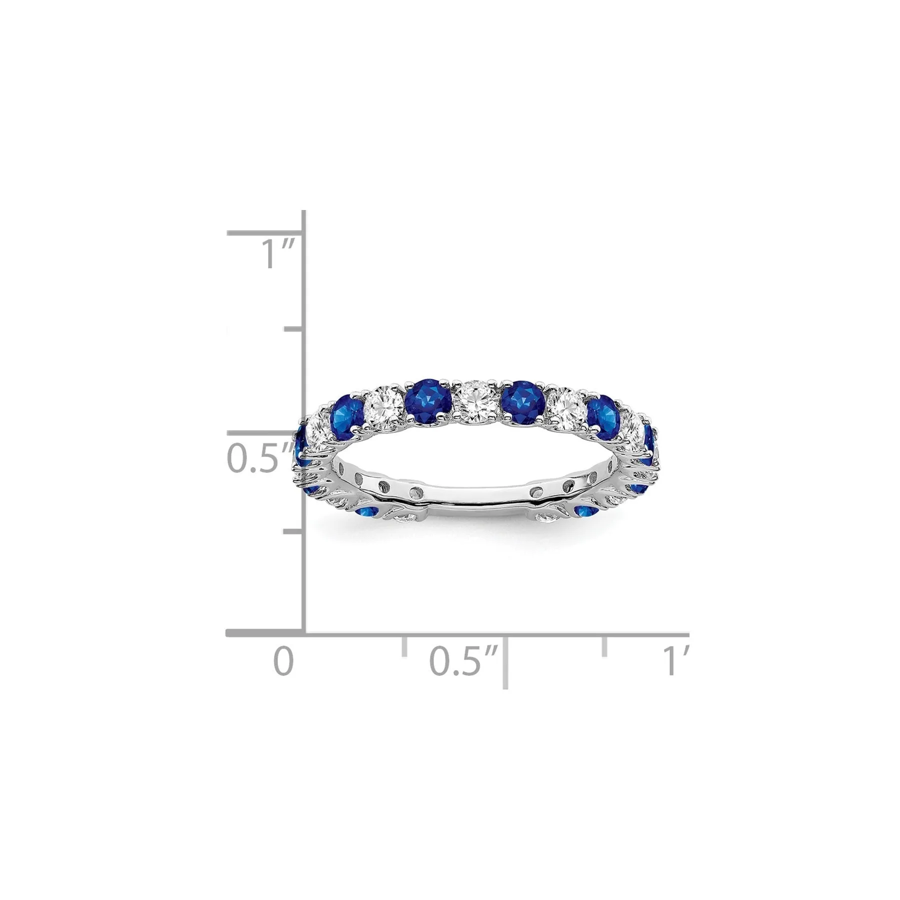 0.7 Ct Round Blue Lab-Created Sapphire & Diamond Prong 14K White Gold Eternity Band Ring sold by Zulily product image thumbnail 3