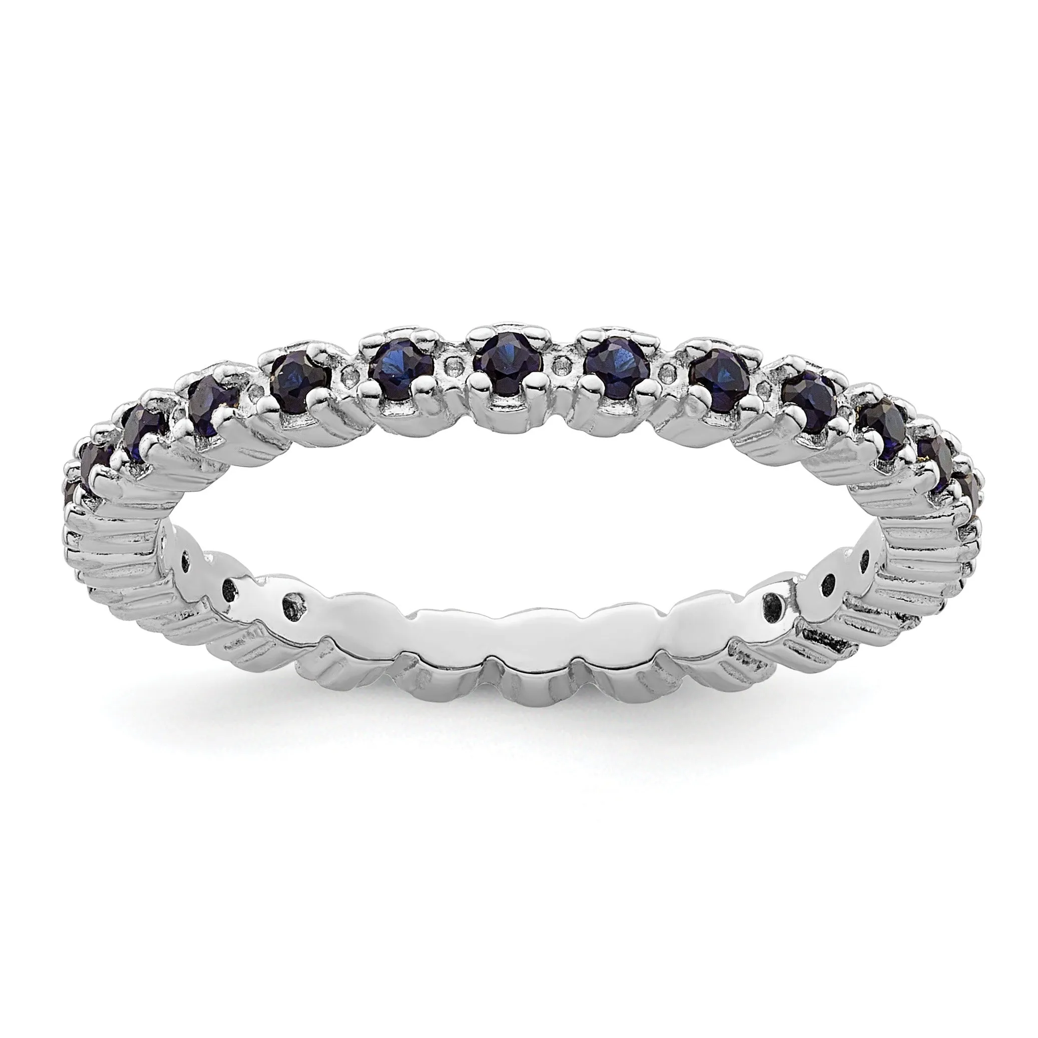 0.47 Ct Round Created Blue Sapphire Prong Silver Stackable Eternity Ring sold by Zulily