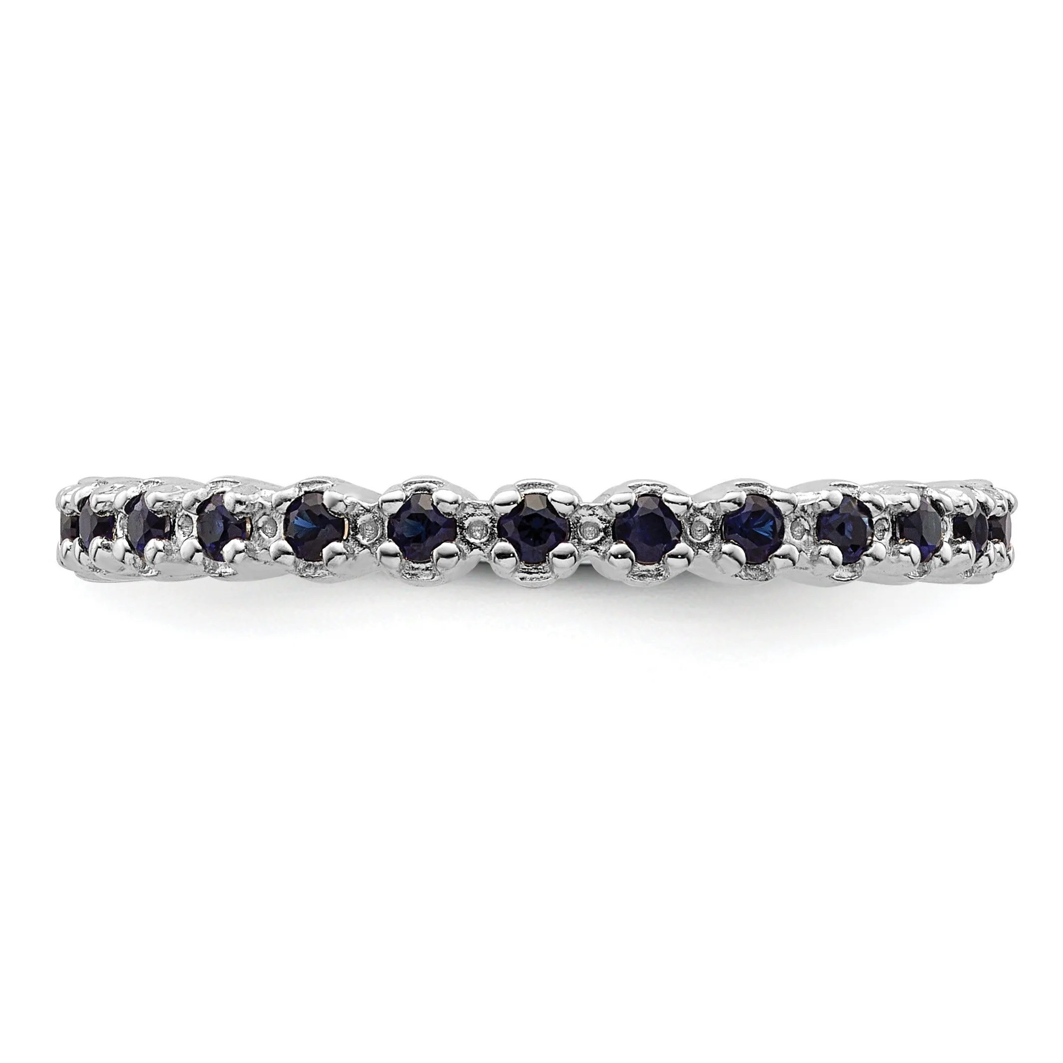 0.47 Ct Round Created Blue Sapphire Prong Silver Stackable Eternity Ring sold by Zulily product image thumbnail 3