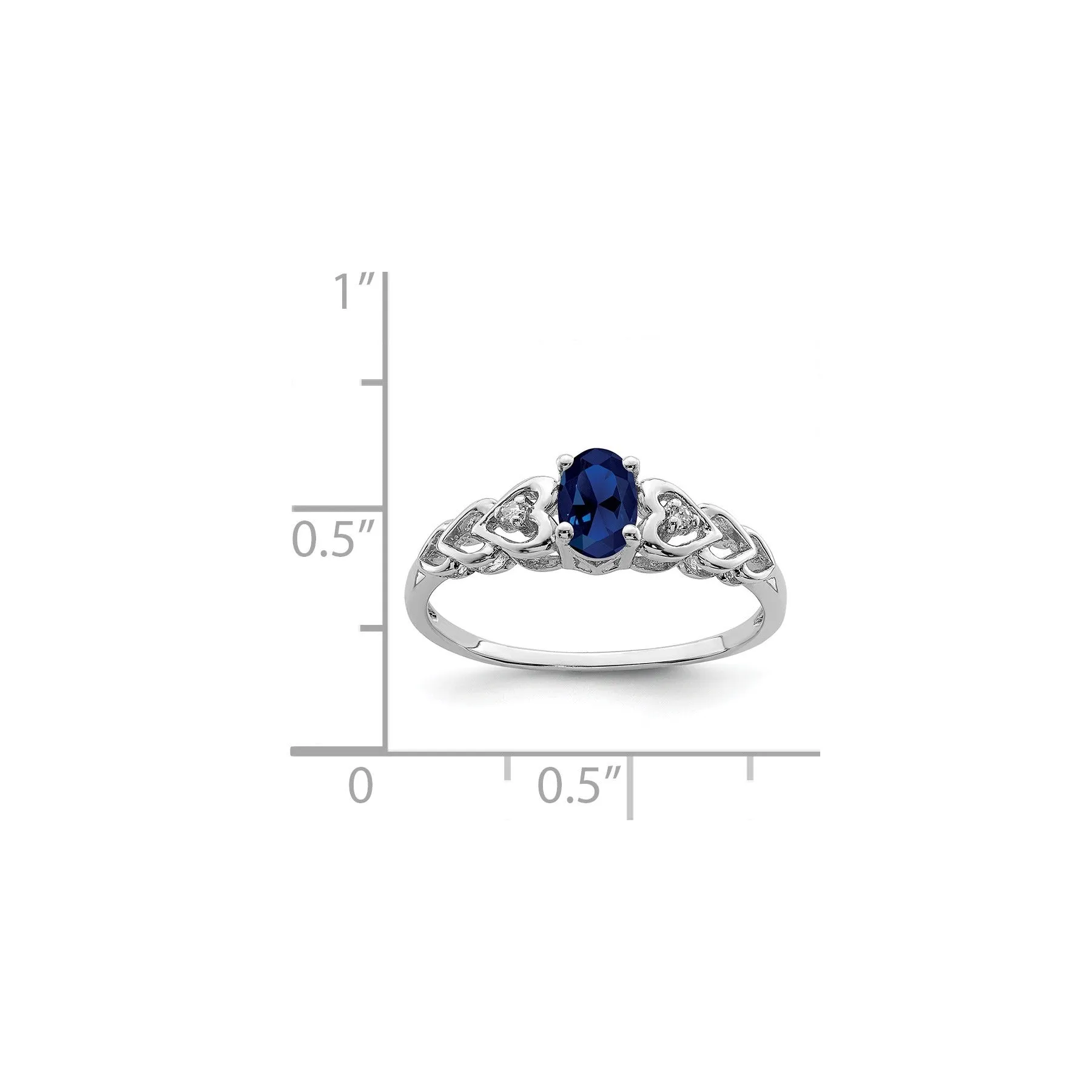 0.60 Ct Oval Blue Created Sapphire & Diamond Prong Rhodium-Plated Silver Heart Band Ring sold by Zulily product image thumbnail 5