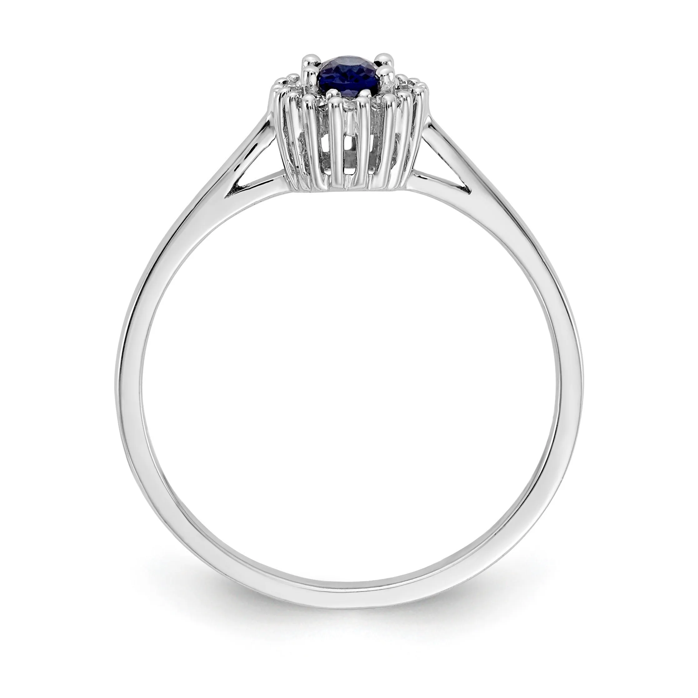 0.30 Ct Oval Blue Sapphire & Diamond Prong 14K White Gold Classic Halo Ring sold by Zulily product image thumbnail 5