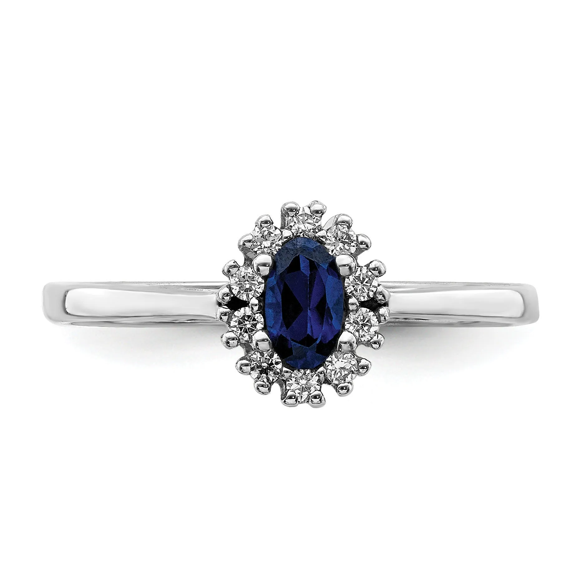 0.30 Ct Oval Blue Sapphire & Diamond Prong 14K White Gold Classic Halo Ring sold by Zulily product image thumbnail 3