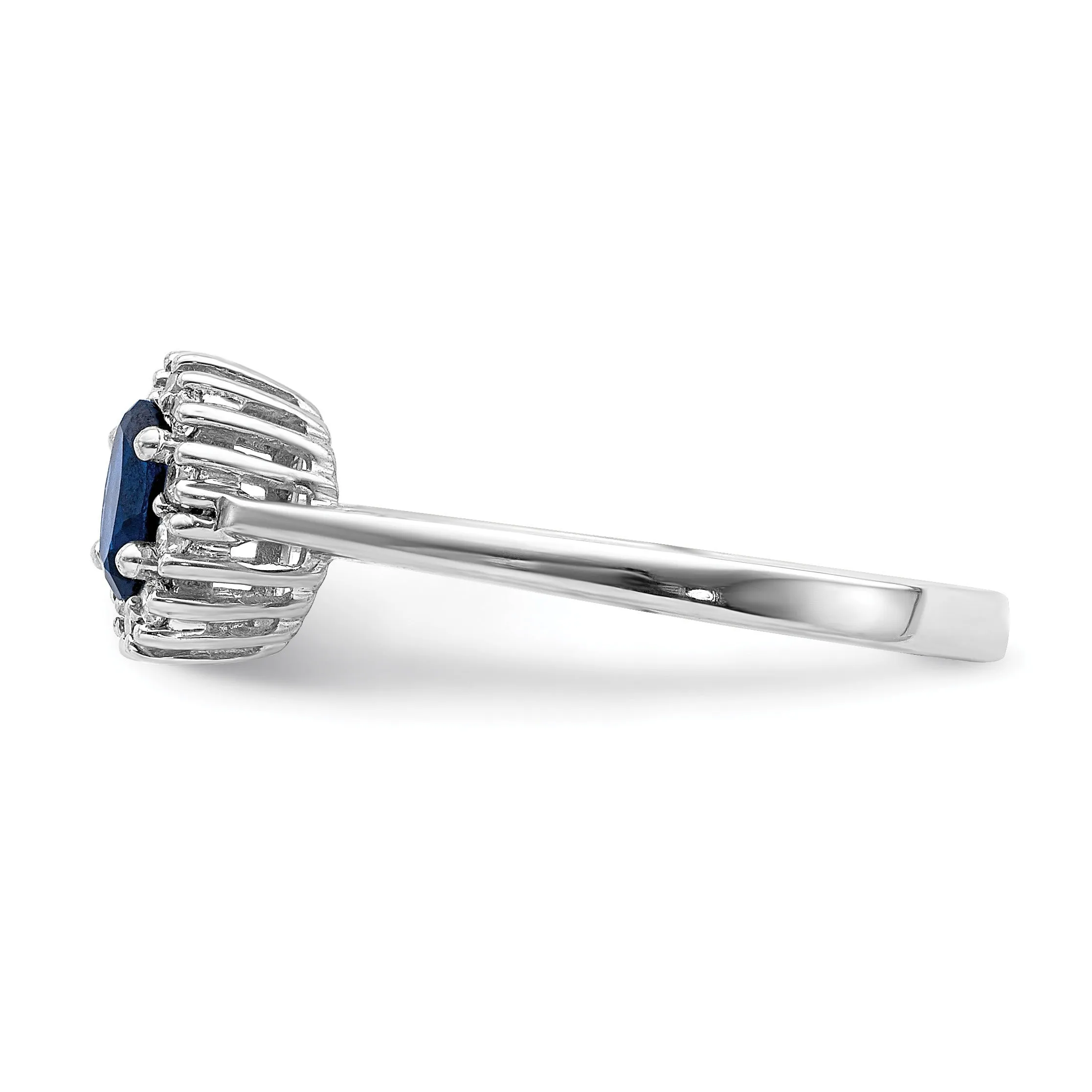 0.30 Ct Oval Blue Sapphire & Diamond Prong 14K White Gold Classic Halo Ring sold by Zulily product image thumbnail 4