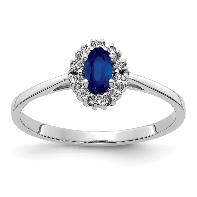 0.30 Ct Oval Blue Sapphire & Diamond Prong 14K White Gold Classic Halo Ring made by Zulily