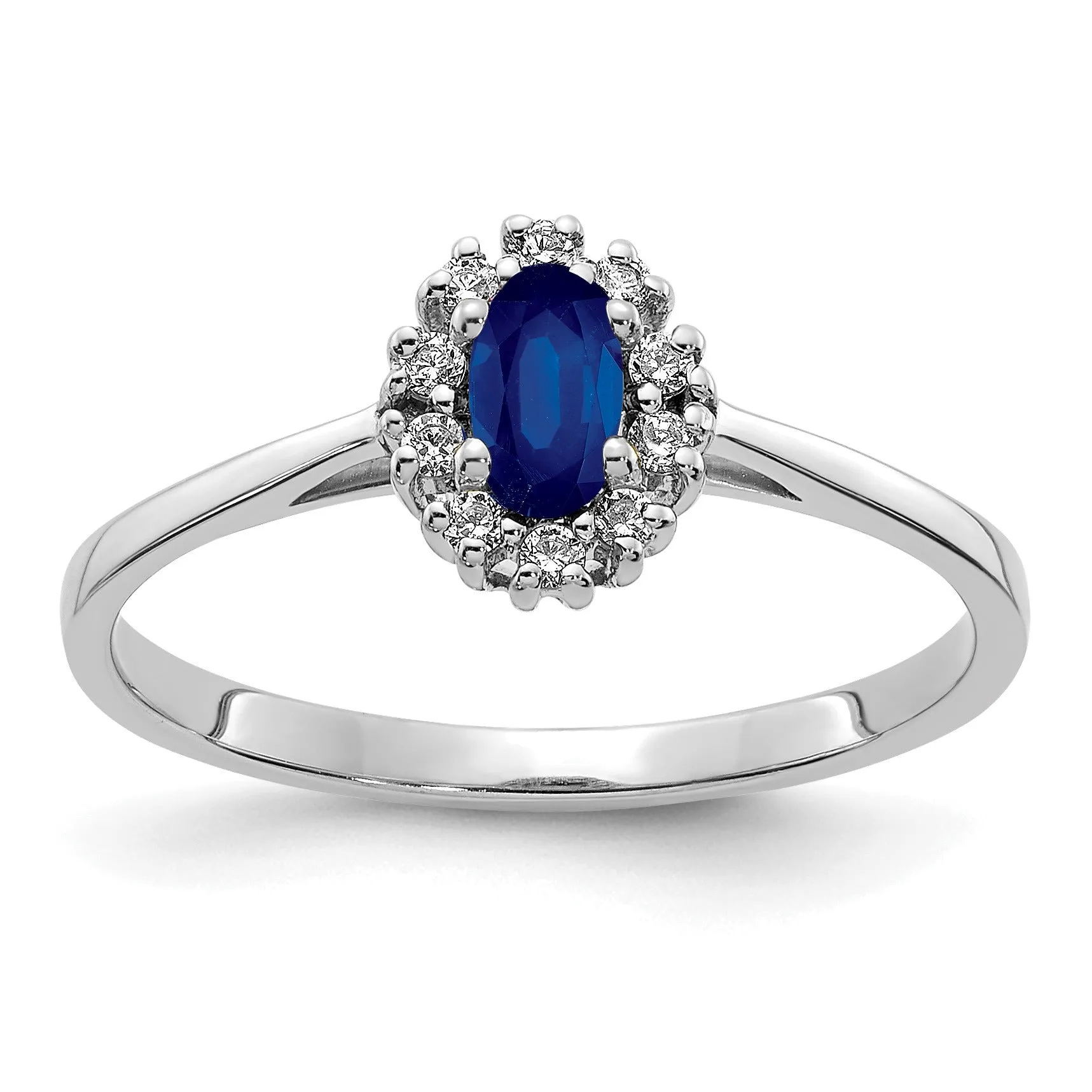 0.30 Ct Oval Blue Sapphire & Diamond Prong 14K White Gold Classic Halo Ring sold by Zulily