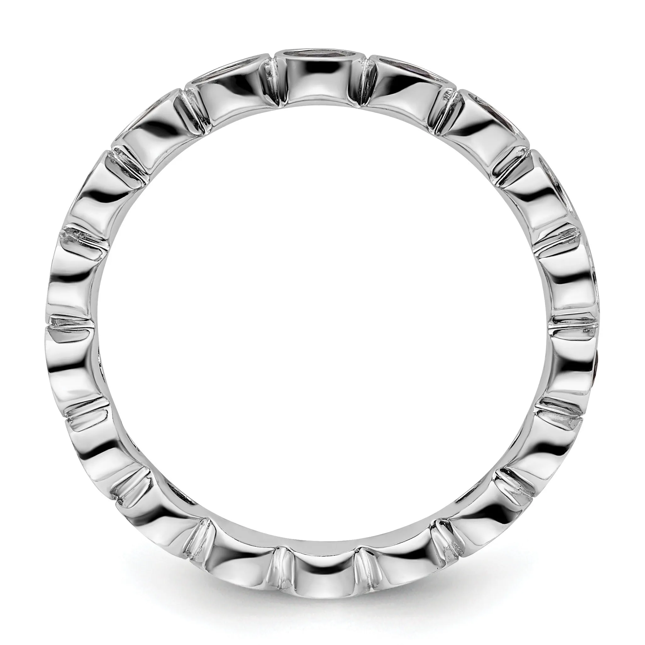 1.29 Ct Round Blue Created Sapphire Bezel Silver Eternity Stackable Ring sold by Zulily product image thumbnail 4