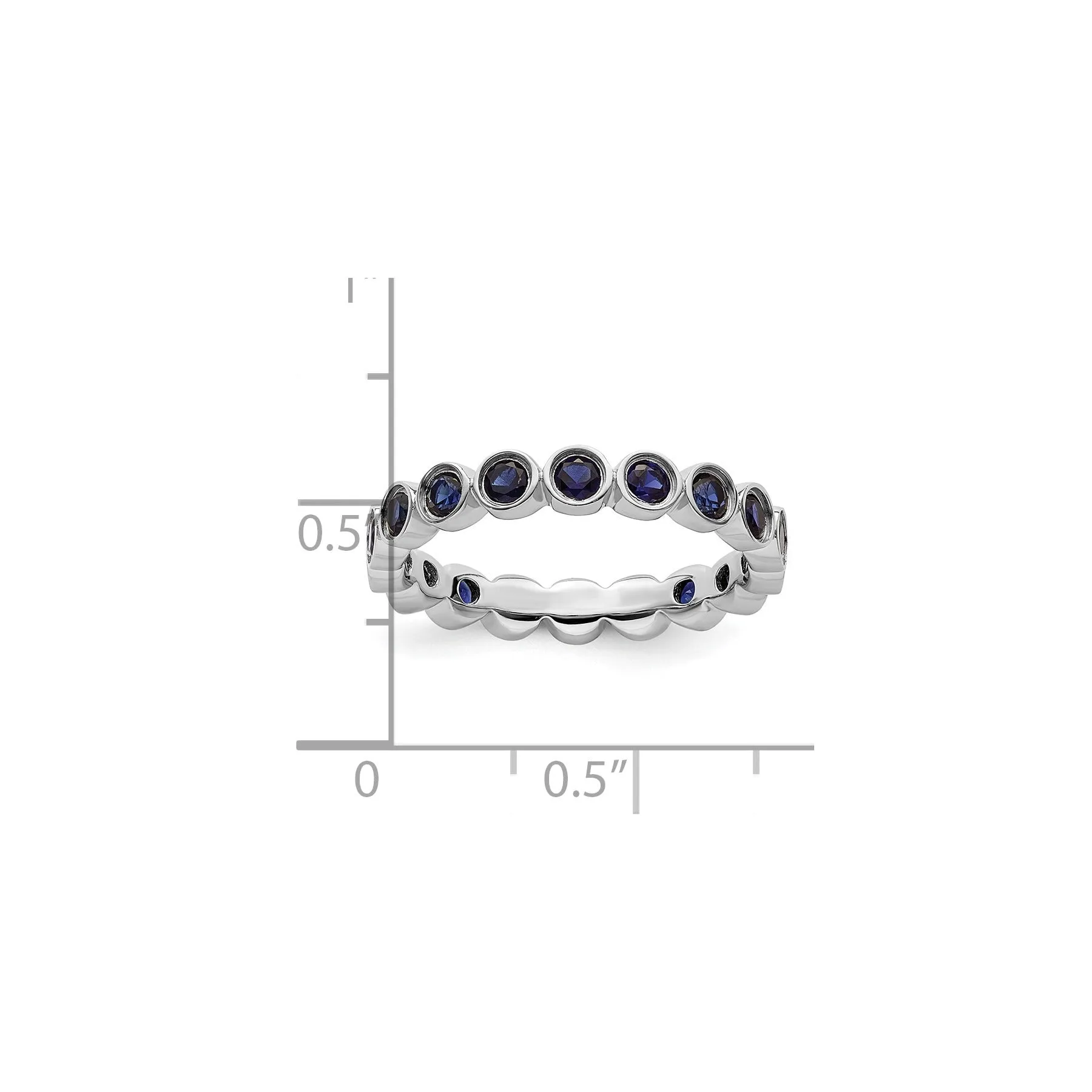 1.29 Ct Round Blue Created Sapphire Bezel Silver Eternity Stackable Ring sold by Zulily product image thumbnail 5