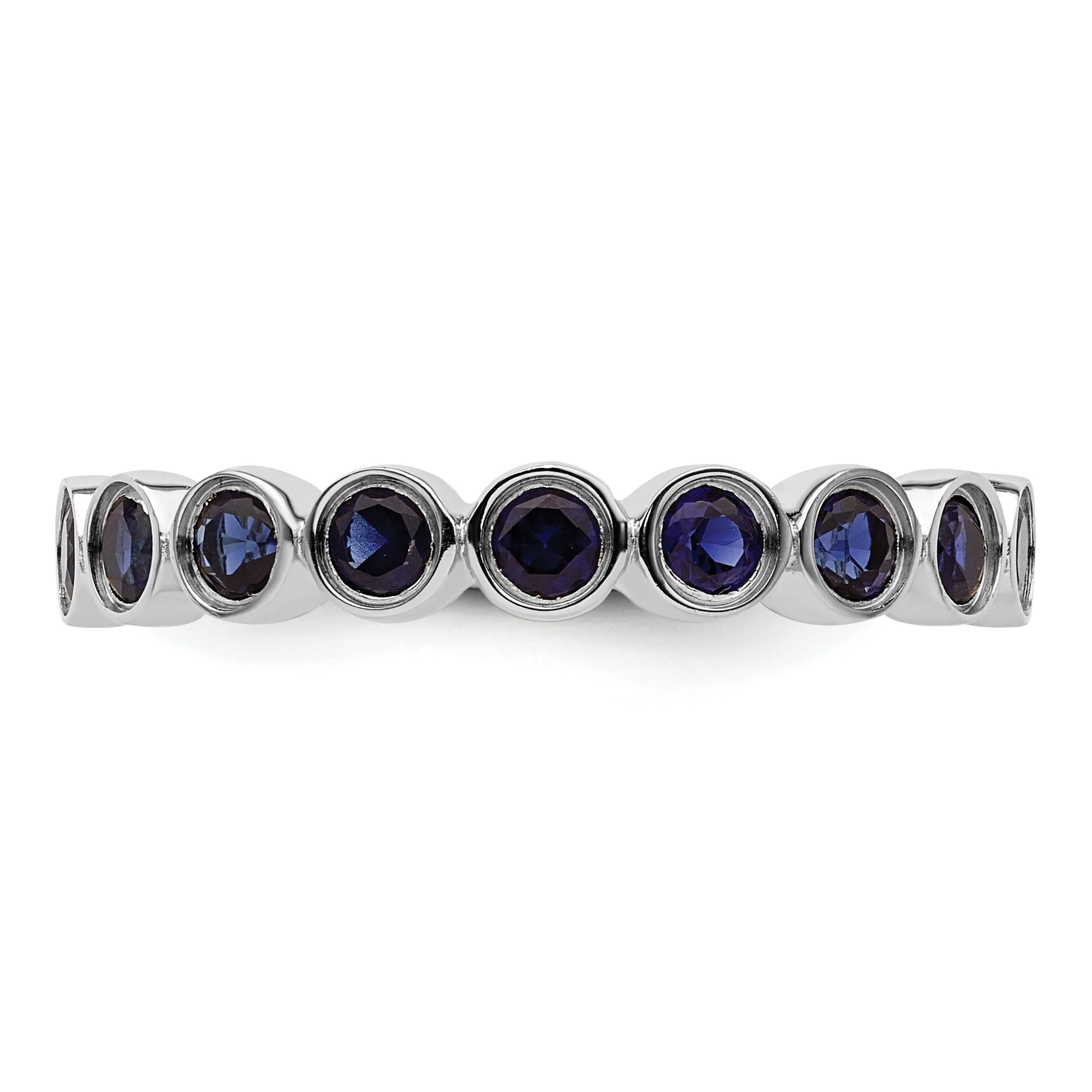 1.29 Ct Round Blue Created Sapphire Bezel Silver Eternity Stackable Ring sold by Zulily product image thumbnail 3
