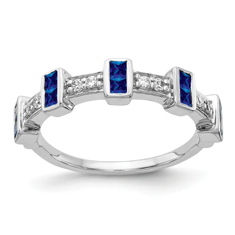 1 Ct Blue Princess-Cut Sapphire Diamond Channel 14k White Gold Fancy Ring made by Zulily