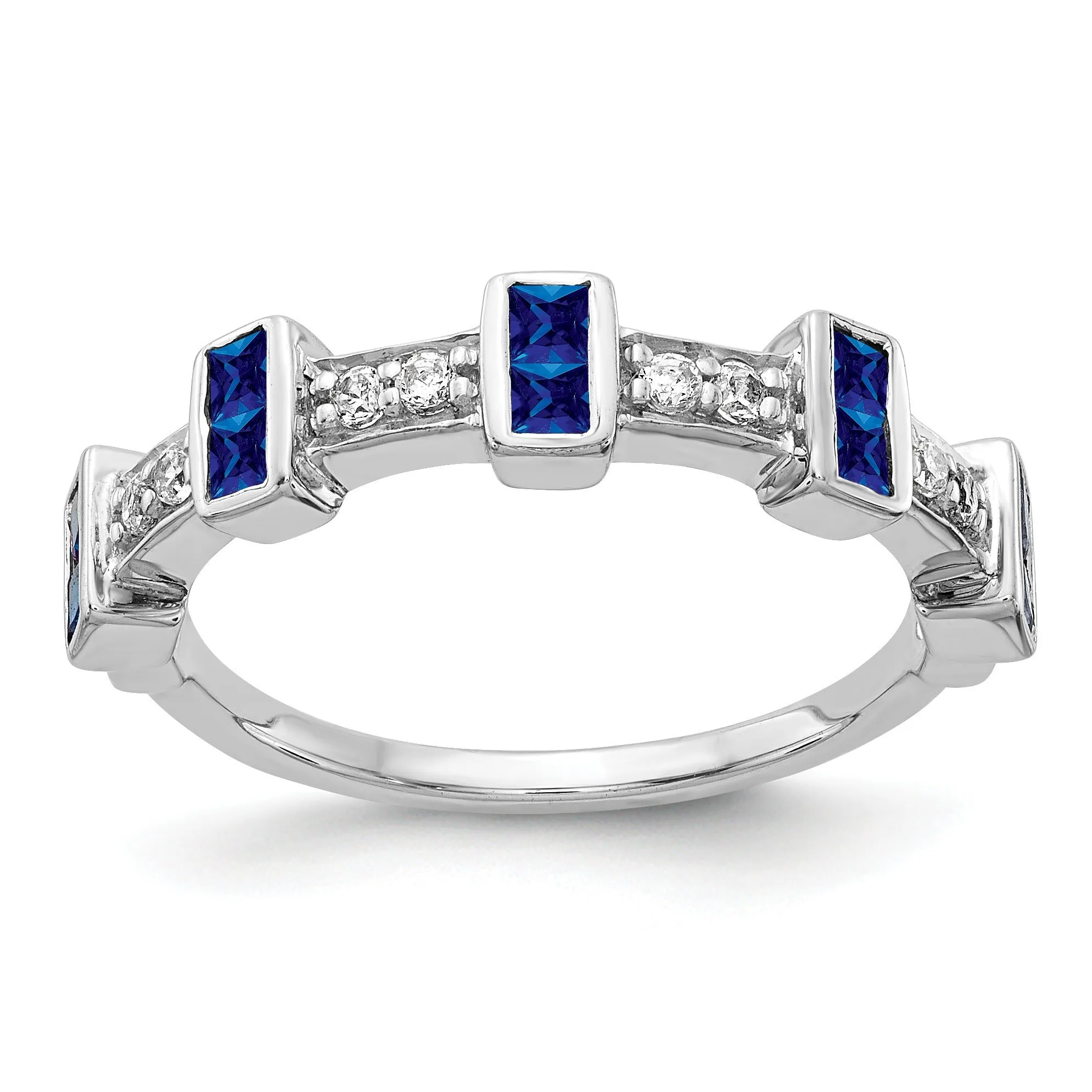 1 Ct Blue Princess-Cut Sapphire Diamond Channel 14k White Gold Fancy Ring sold by Zulily