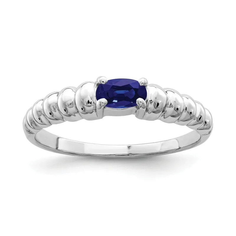 Oval Blue Sapphire Prong 14k White Gold East-West Solitaire Ring made by Zulily