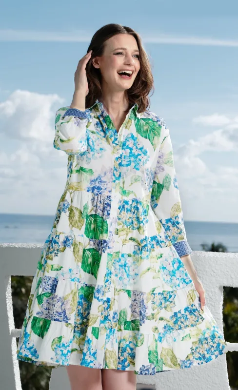 Delray Dress Linen Cotton Hydrangeas Print made by Zulily