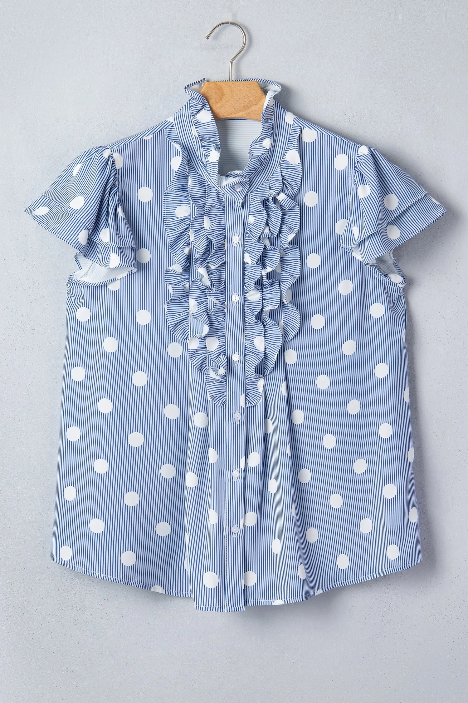 Threaded Pear Alaina Pleated Ruffle Sleeve Shirt sold by Zulily product image thumbnail 4