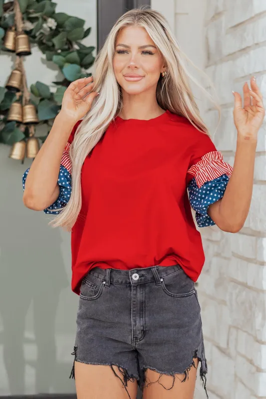 Threaded Pear Aspyn Short Puff Sleeve Top made by Threaded Pear