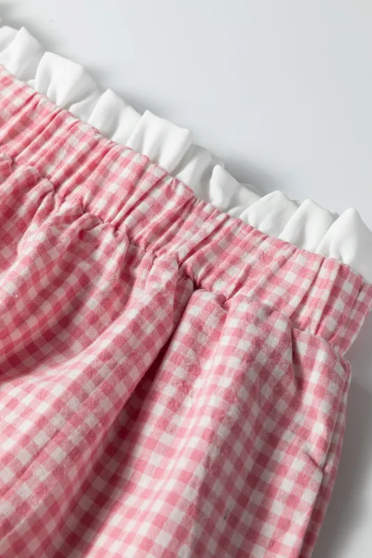 Threaded Pear Daphne Trim Plaid Print PLUS Shorts made by Threaded Pear